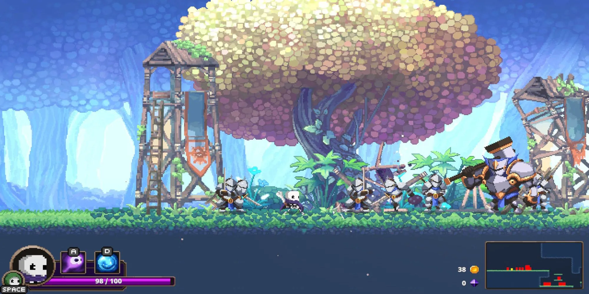 Nhân vật Skul với nhiều hộp sọ khác nhau trong Skul The Hero Slayer