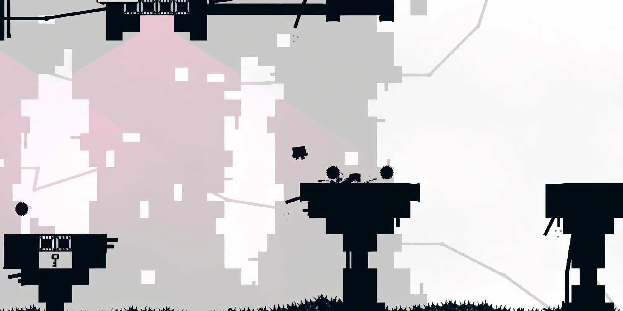 Nhân vật Super Meat Boy né tránh những bánh răng cưa nguy hiểm trên cao
