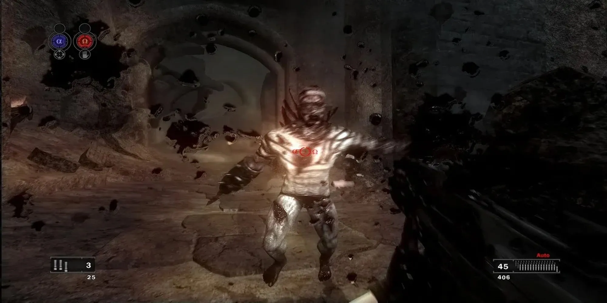 Nhân vật với vũ khí và các yếu tố siêu nhiên trong game kinh dị Clive Barker's Jericho trên PS3