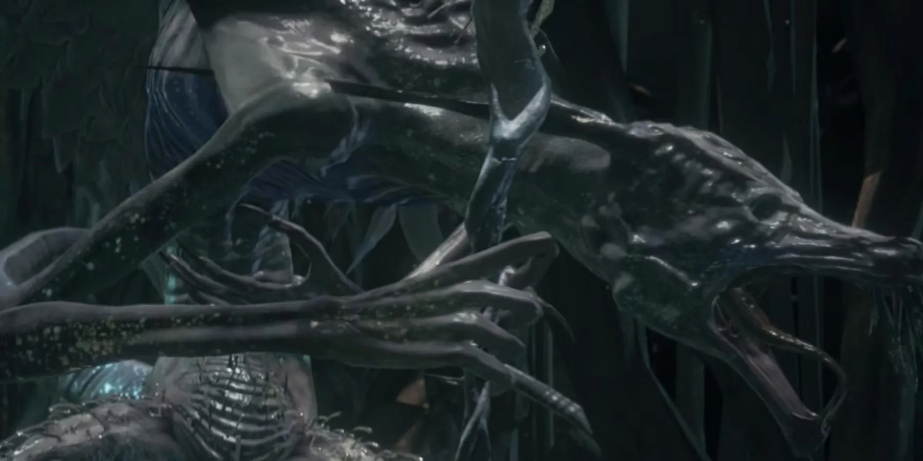 Oceiros, Vua bị Lãng Quên (Consumed King) trong trạng thái điên loạn ở Dark Souls 3