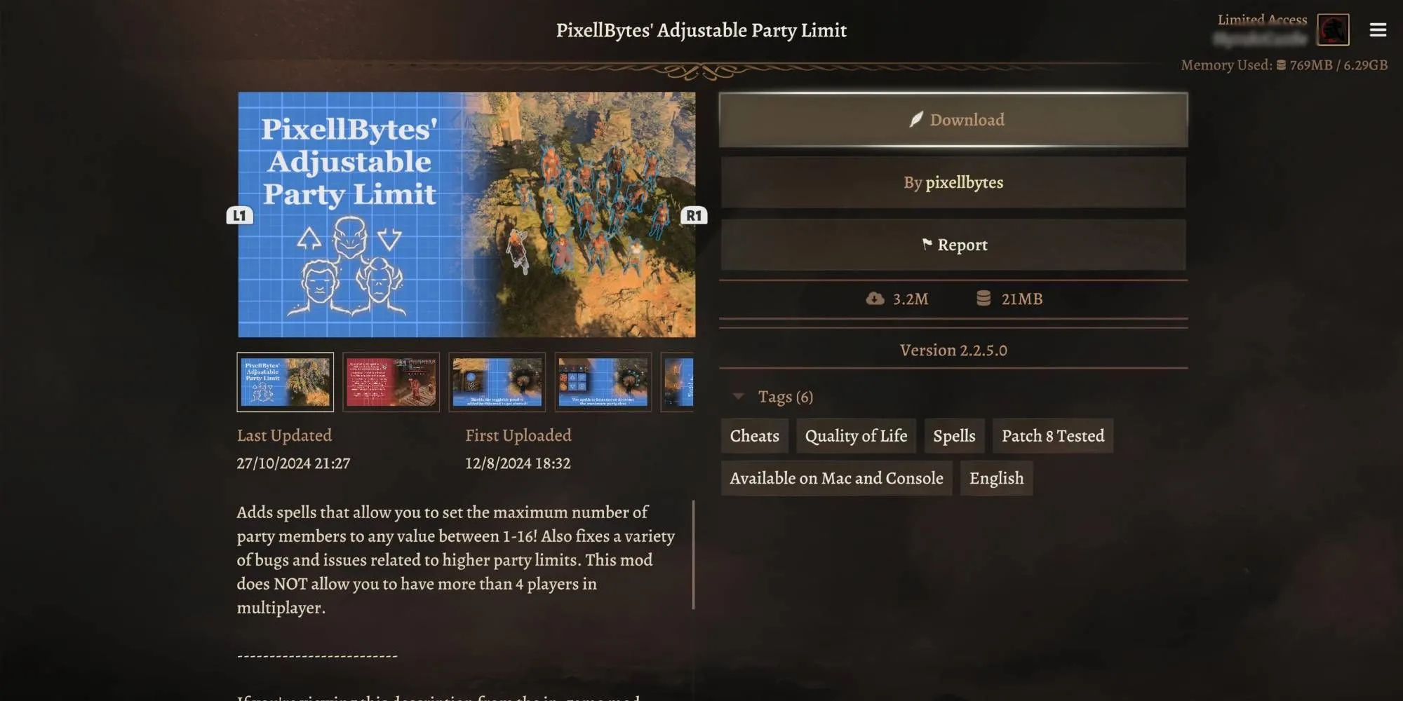 Party đông đảo gồm nhiều nhân vật Baldur's Gate 3 nhờ mod tăng giới hạn