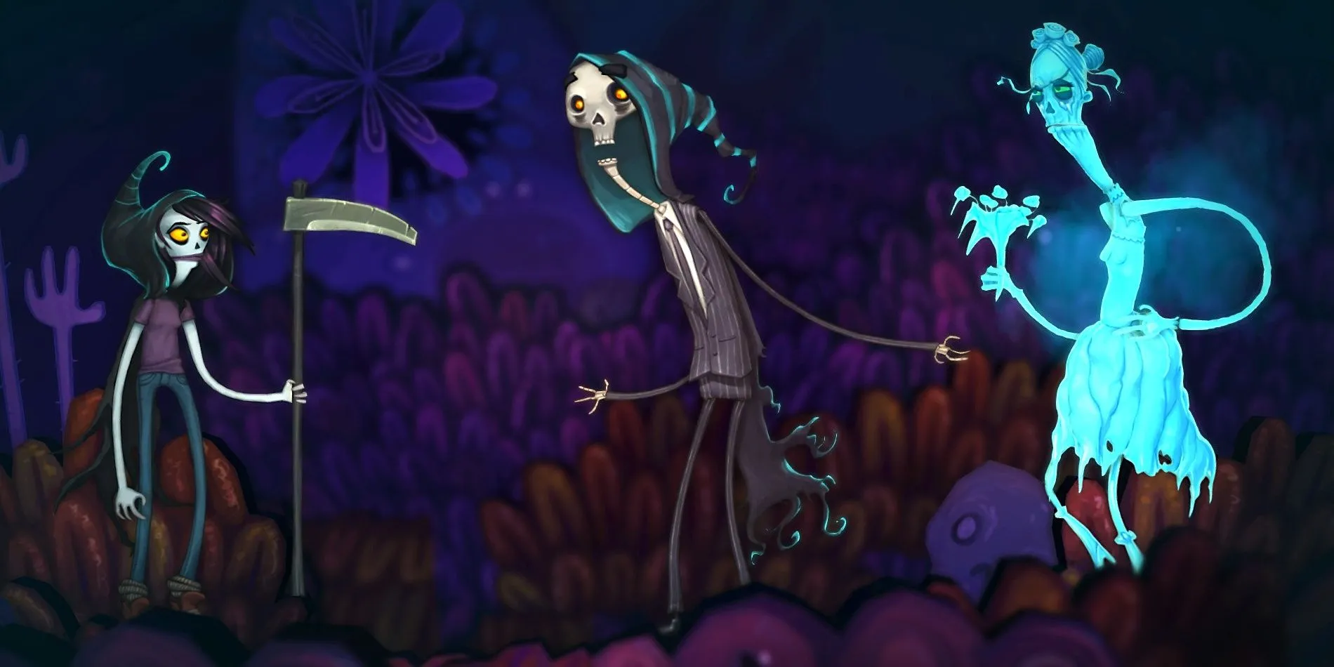 Penny trò chuyện với Tử Thần trong game Flipping Death