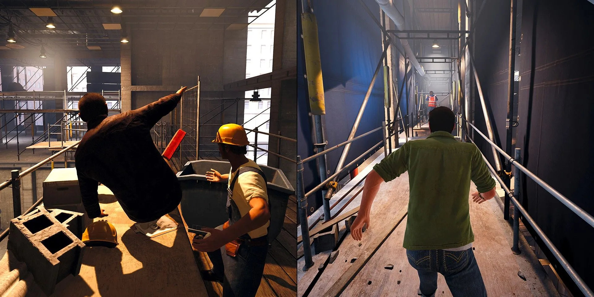 Phân cảnh rượt đuổi trong công trường trong game A Way Out cần đồng đội phối hợp