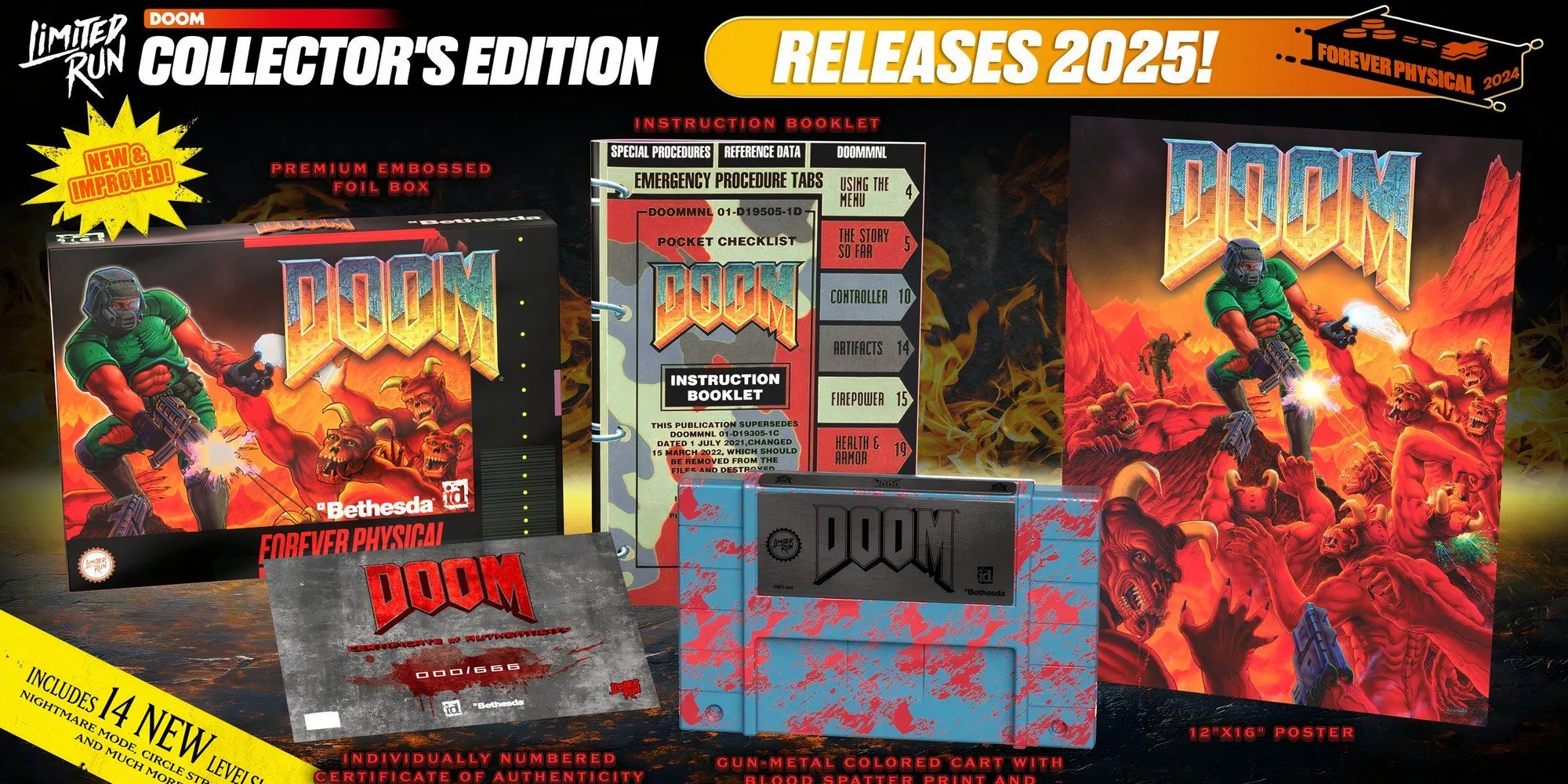 Phiên bản sưu tầm vật lý của DOOM từ Limited Run Games, minh họa cam kết phát hành game physical chất lượng.