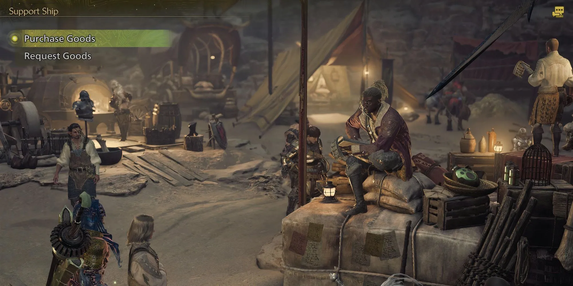 Phiếu Ủy Thác được bán tại Tàu Hỗ Trợ trong game Monster Hunter Wilds
