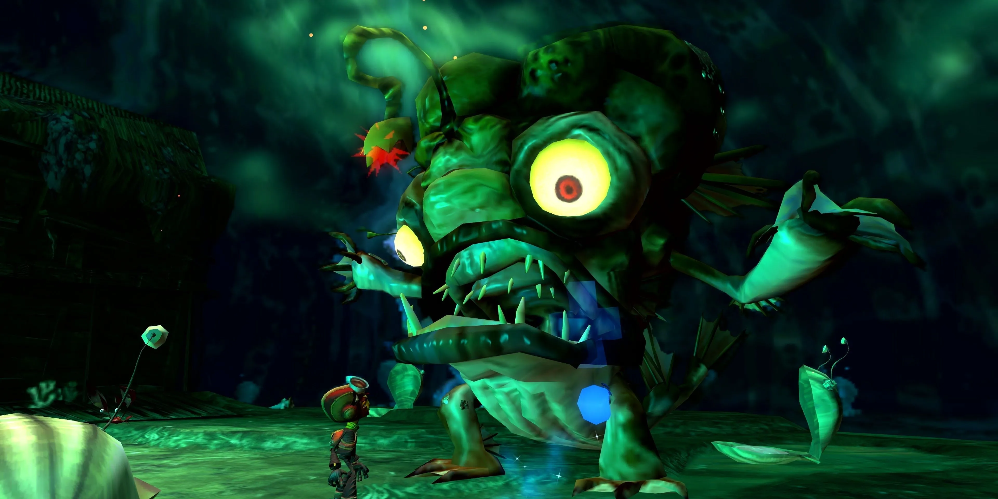 Raz nói chuyện với Linda the Lungfish trong game Psychonauts