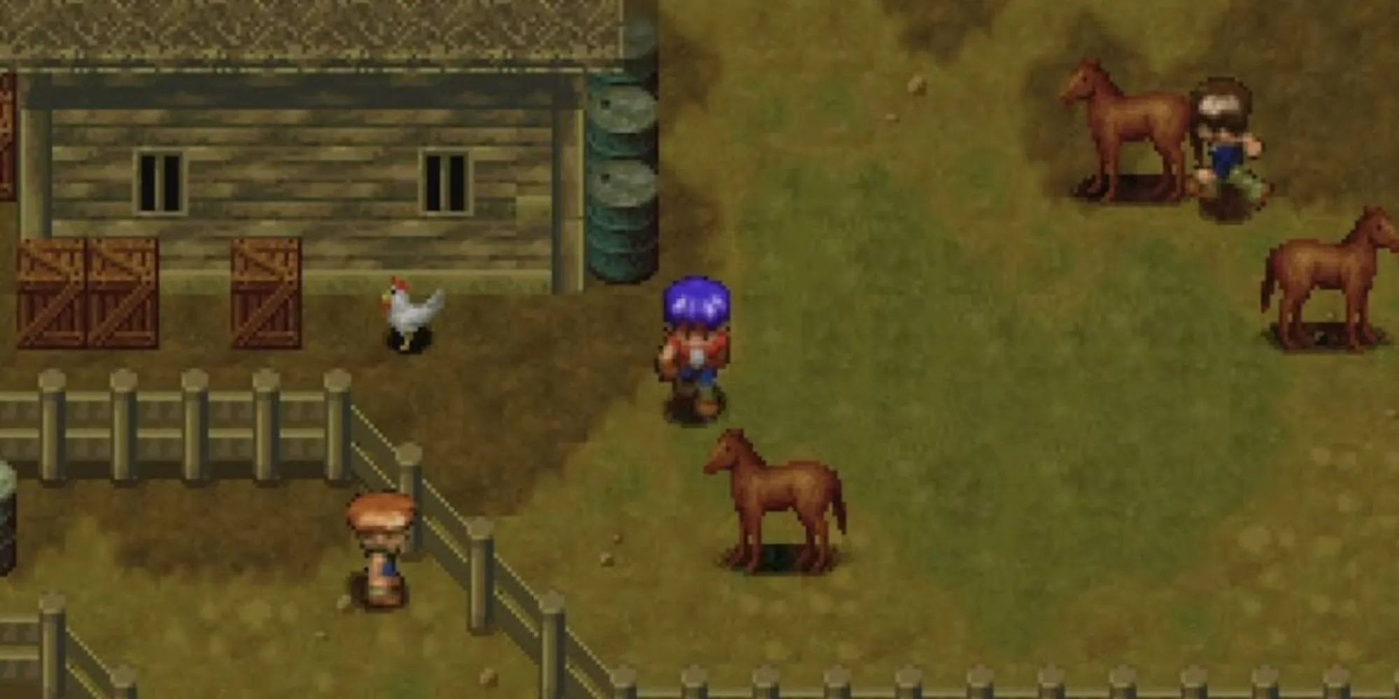 Rudy, Jack và Cecilia sử dụng công cụ khám phá trong game JRPG Wild Arms trên PS1