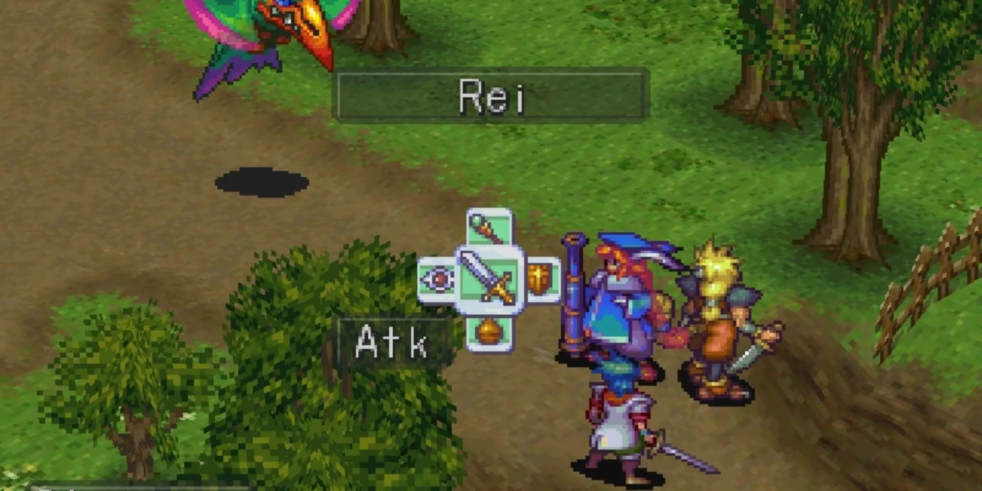 Ryu ở dạng rồng trưởng thành trong một cảnh chiến đấu của Breath of Fire III trên PS1