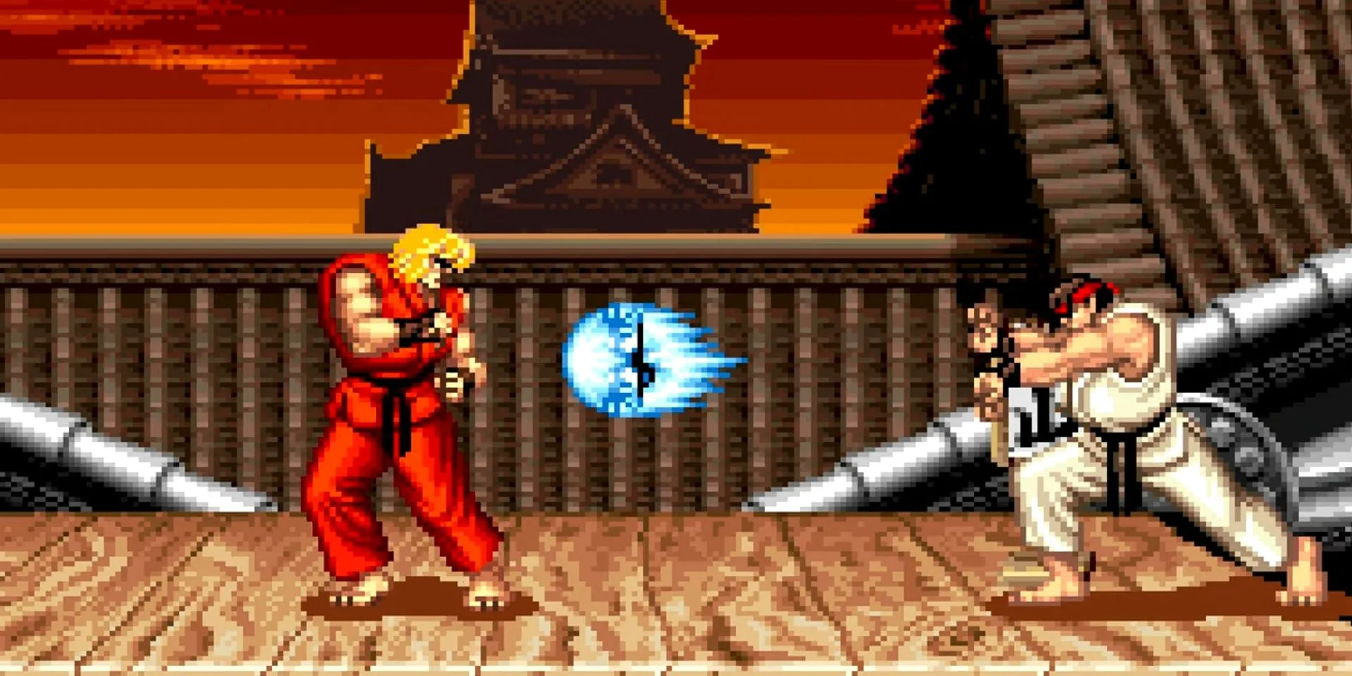 Ryu tung chiêu Hadouken trong Street Fighter 2