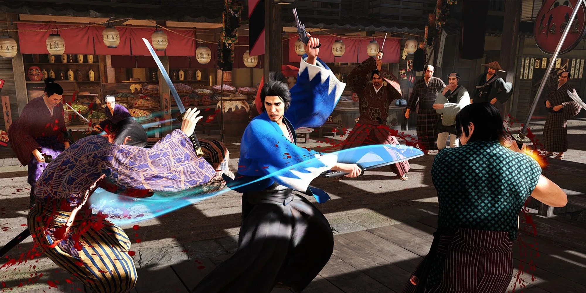 Sakamoto Ryoma chiến đấu bằng kiếm và súng trong Like A Dragon Ishin