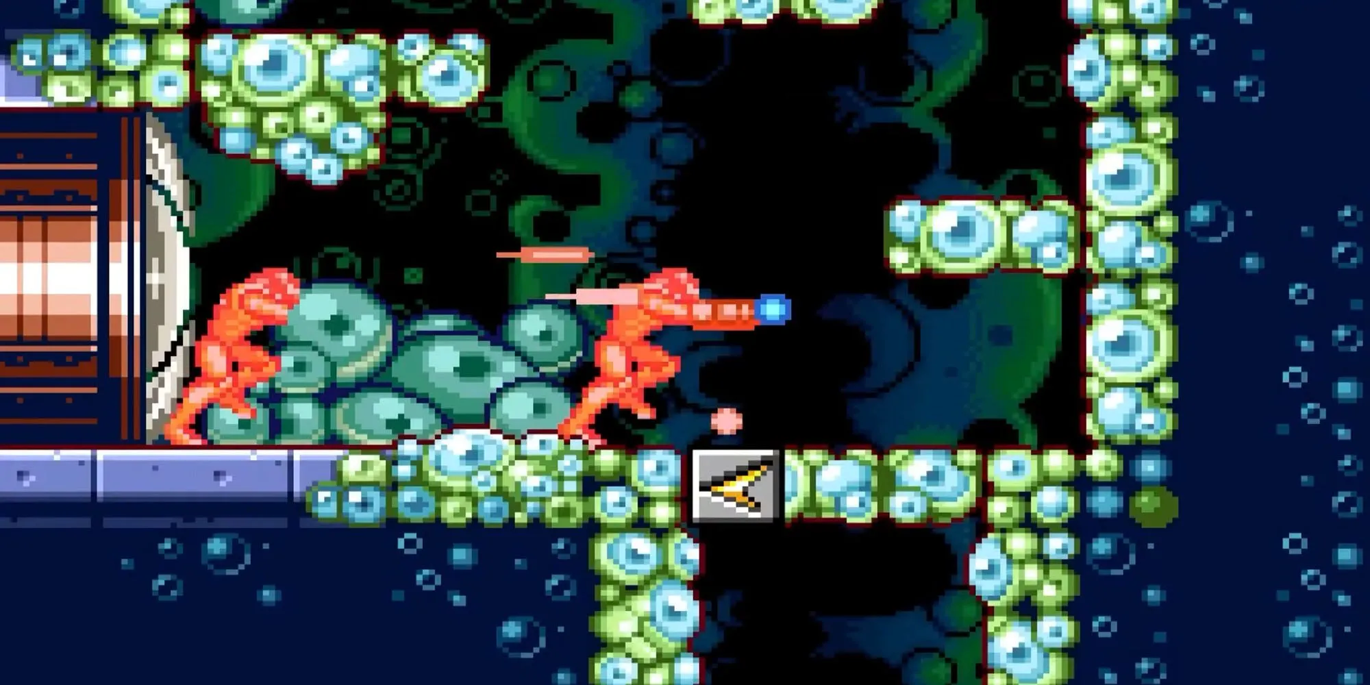 Samus kích hoạt Speed Booster lao đi với tốc độ cao trong Metroid Zero Mission