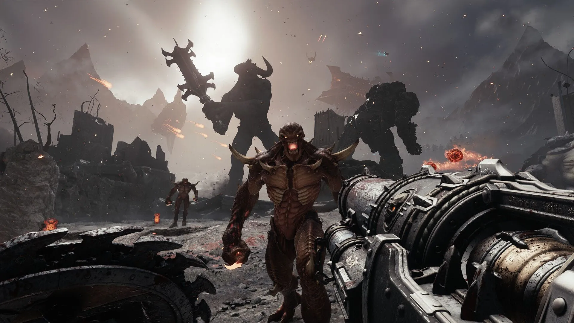 Screenshot môi trường trung cổ trong DOOM The Dark Ages