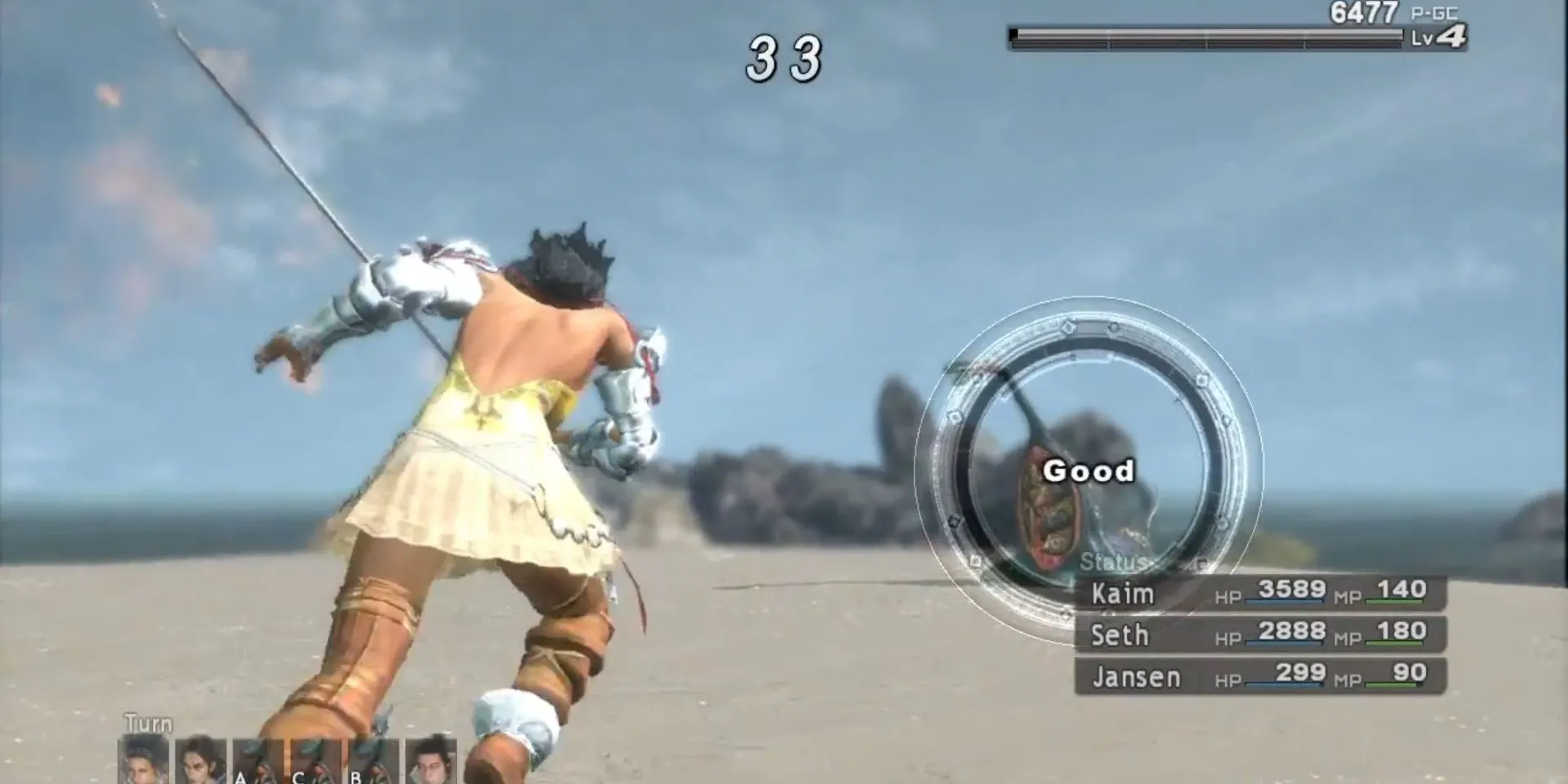 Seth tấn công một con quái vật trong hệ thống chiến đấu của Lost Odyssey