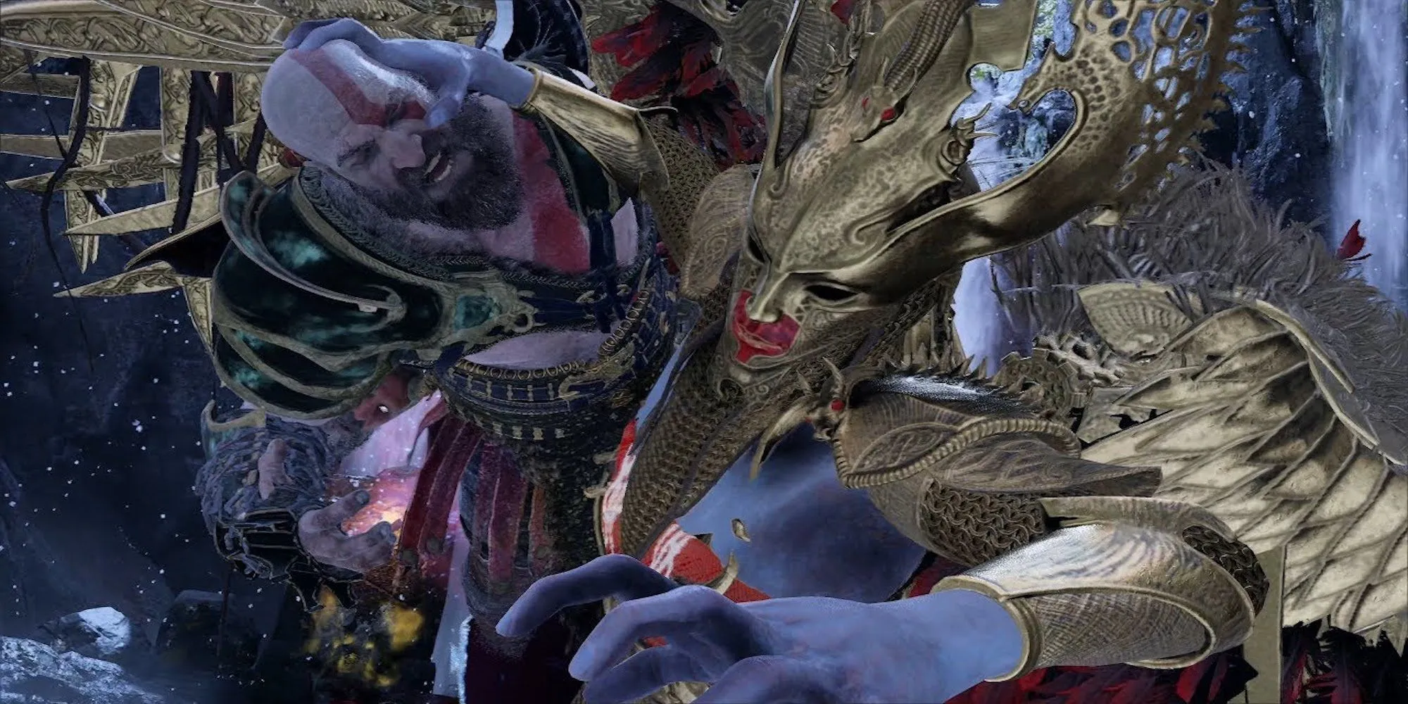 Sigrun, một trong các Valkyrie, đang khống chế Kratos trong God of War