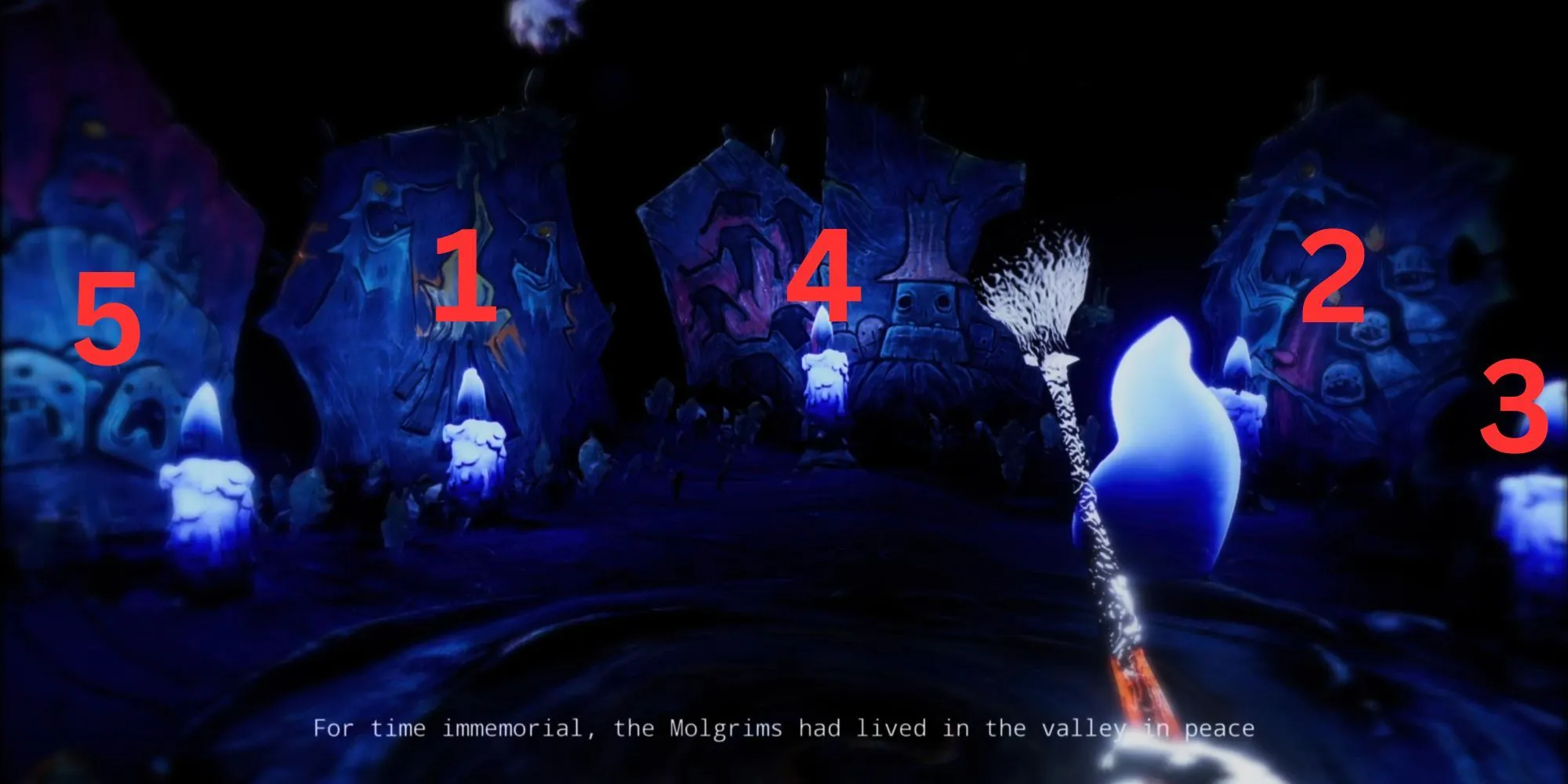 Sơ đồ hướng dẫn thứ tự thắp nến giải câu đố trong game The Midnight Walk