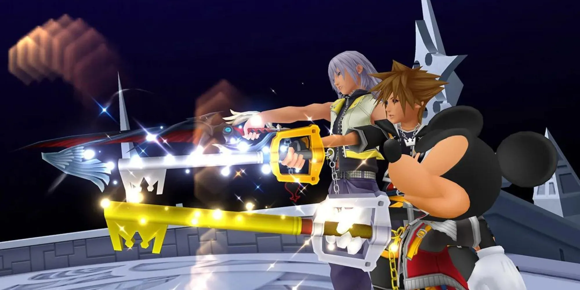 Sora, Riku và Mickey trong Kingdom Hearts 2