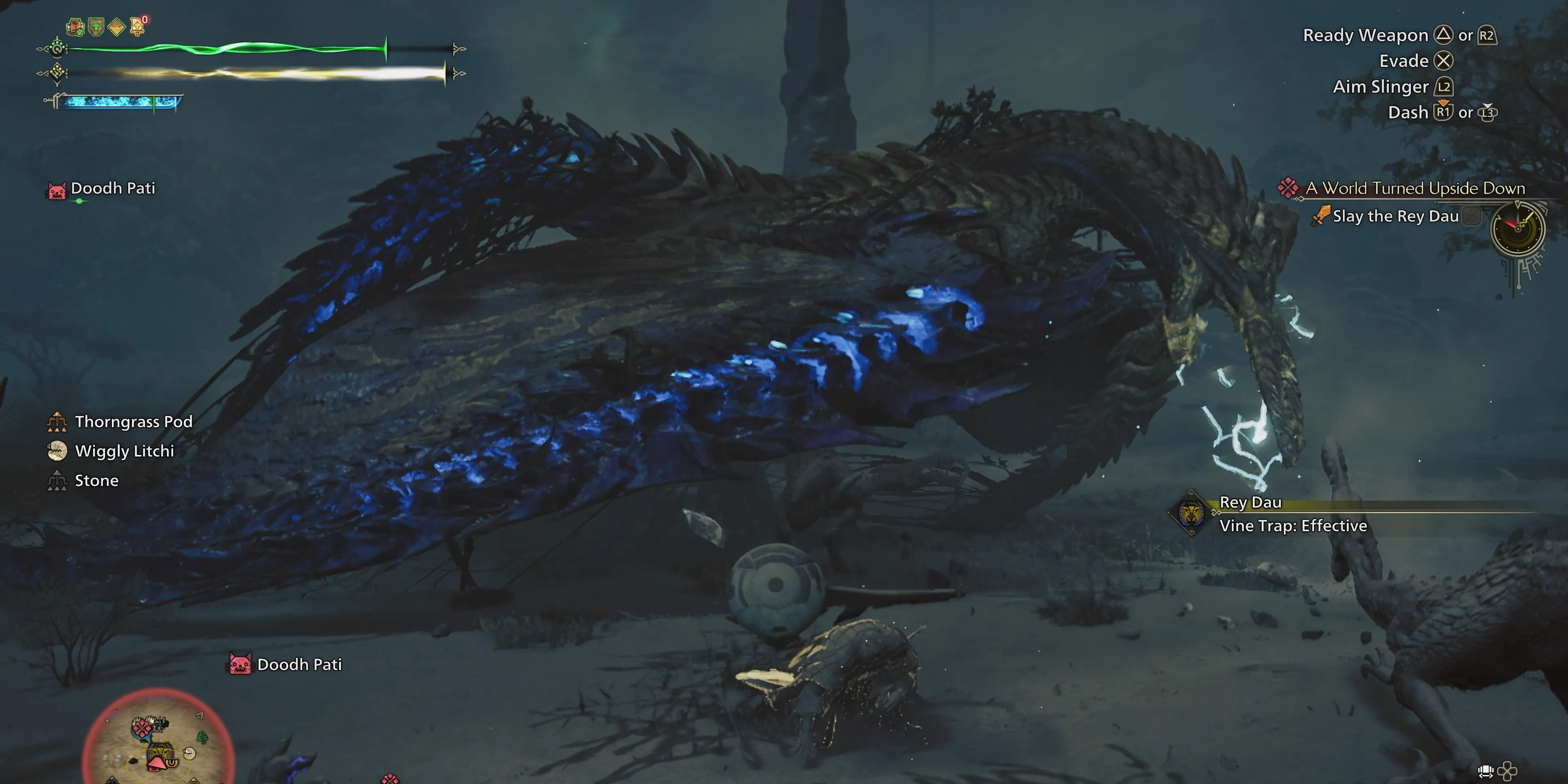 Sử dụng bẫy dây leo với Rey Dau trong Monster Hunter Wilds