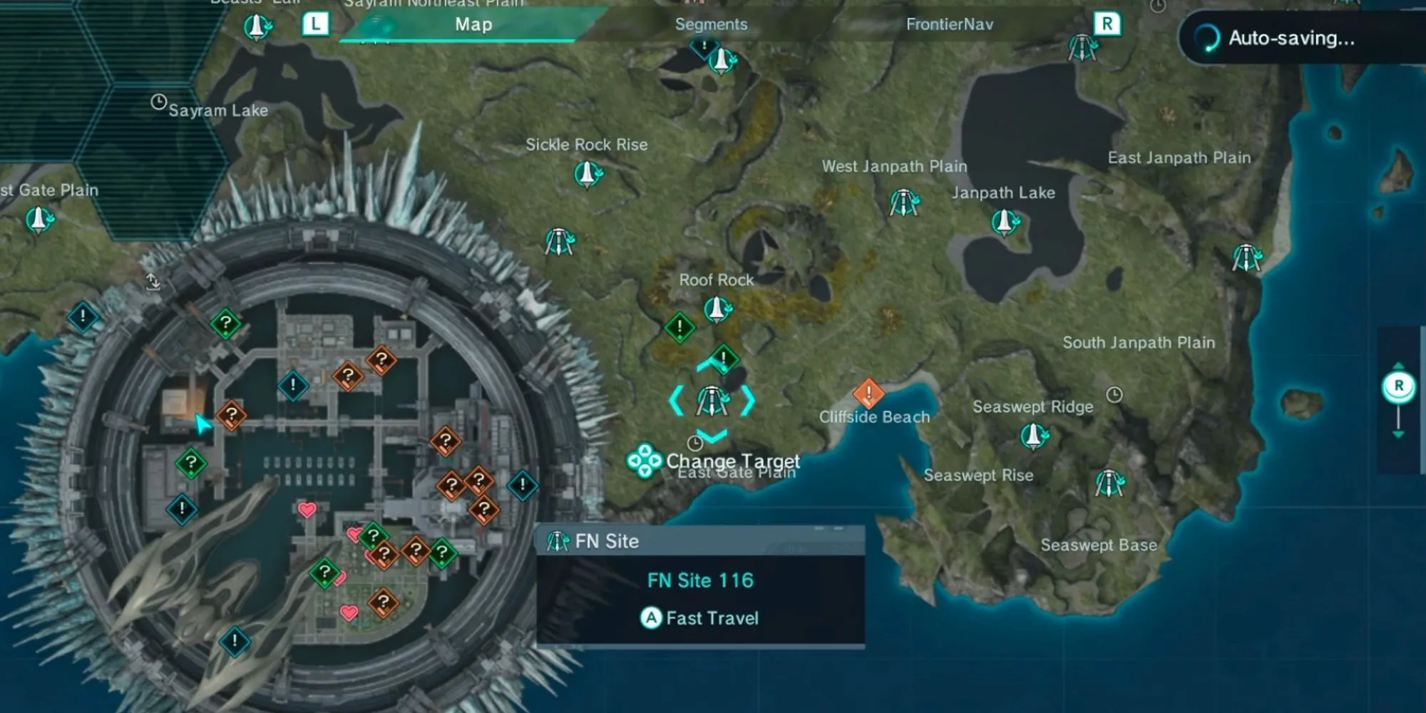 Sử dụng tính năng dịch chuyển nhanh (Fast Travel) để di chuyển trong game Xenoblade Chronicles X