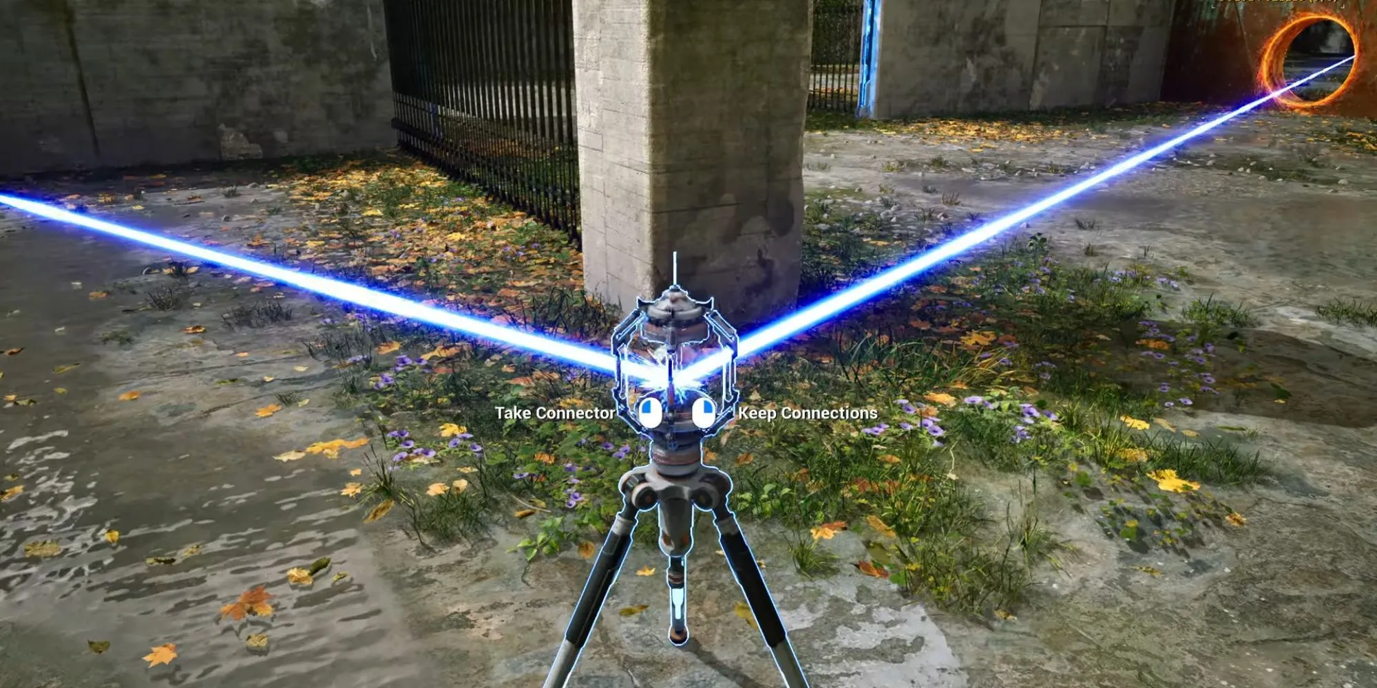 The Talos Principle 2 với cảnh mặt trời xanh và tia laser trong màn chơi Eye of the Needle