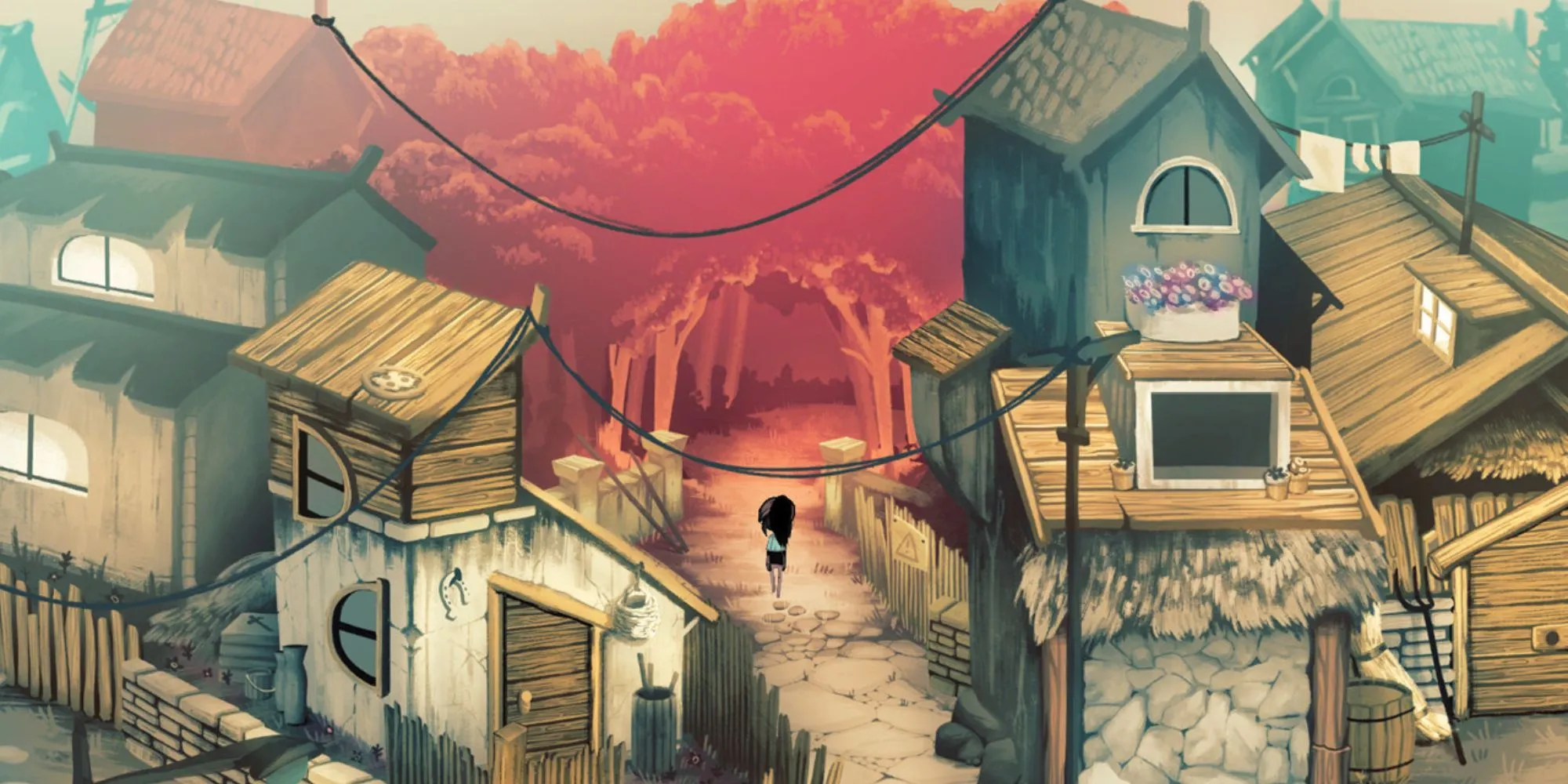 Thị trấn kỳ lạ trong game Children of Silentown với phong cách đồ họa độc đáo