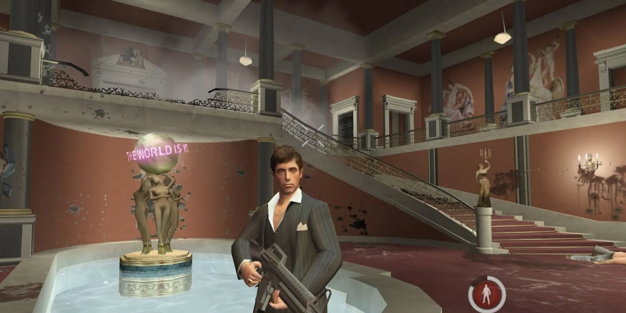 Tony Montana cầm súng trong game Scarface The World is Yours