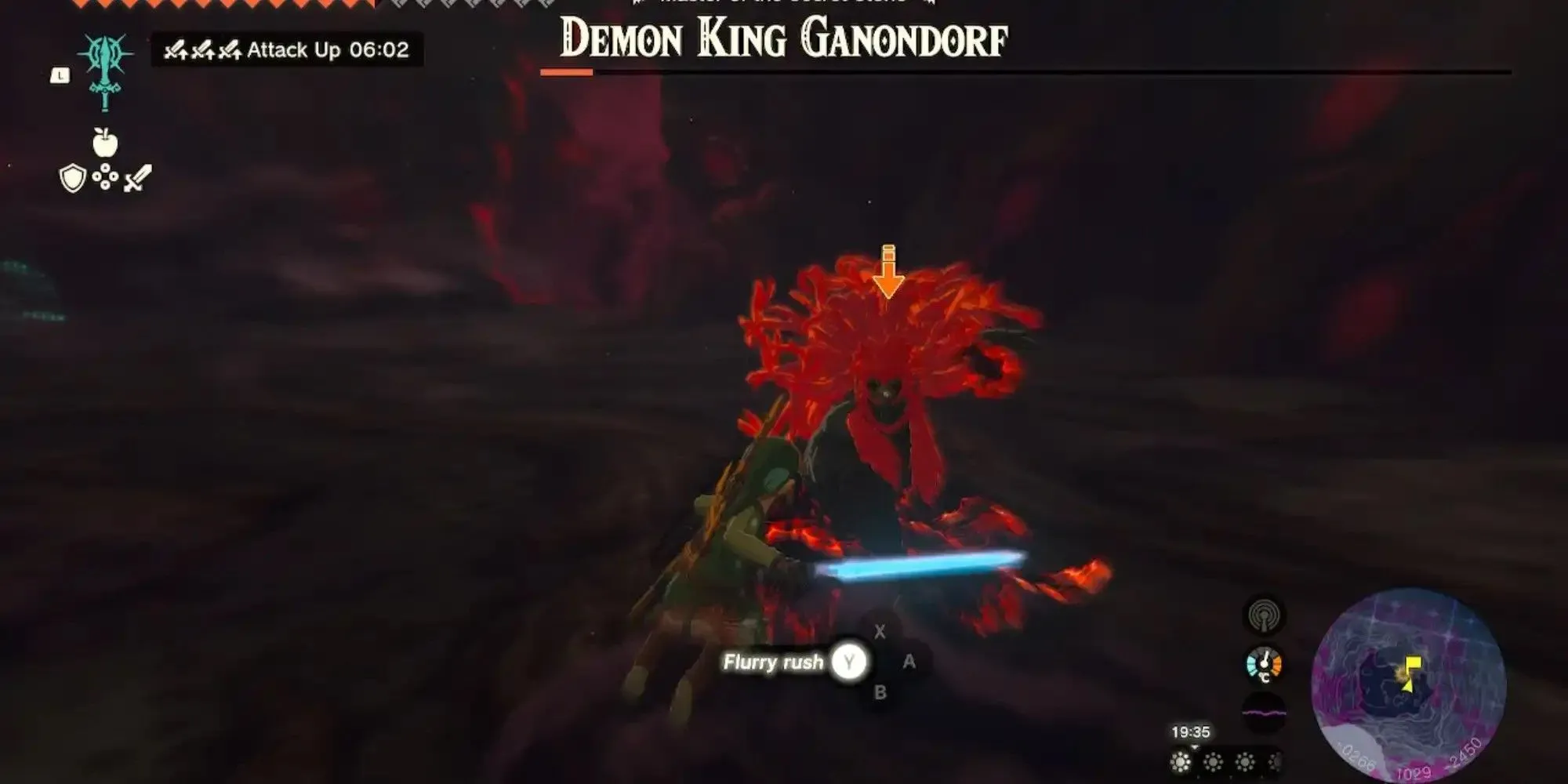 Trận chiến giữa Link và trùm Ganondorf trong Zelda Tears of the Kingdom