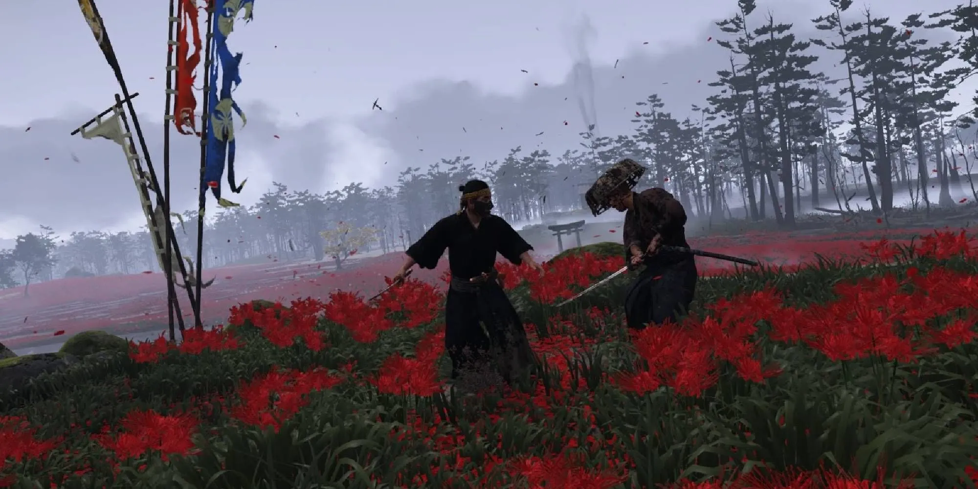 Trận đấu tay đôi với kẻ địch trong Ghost of Tsushima