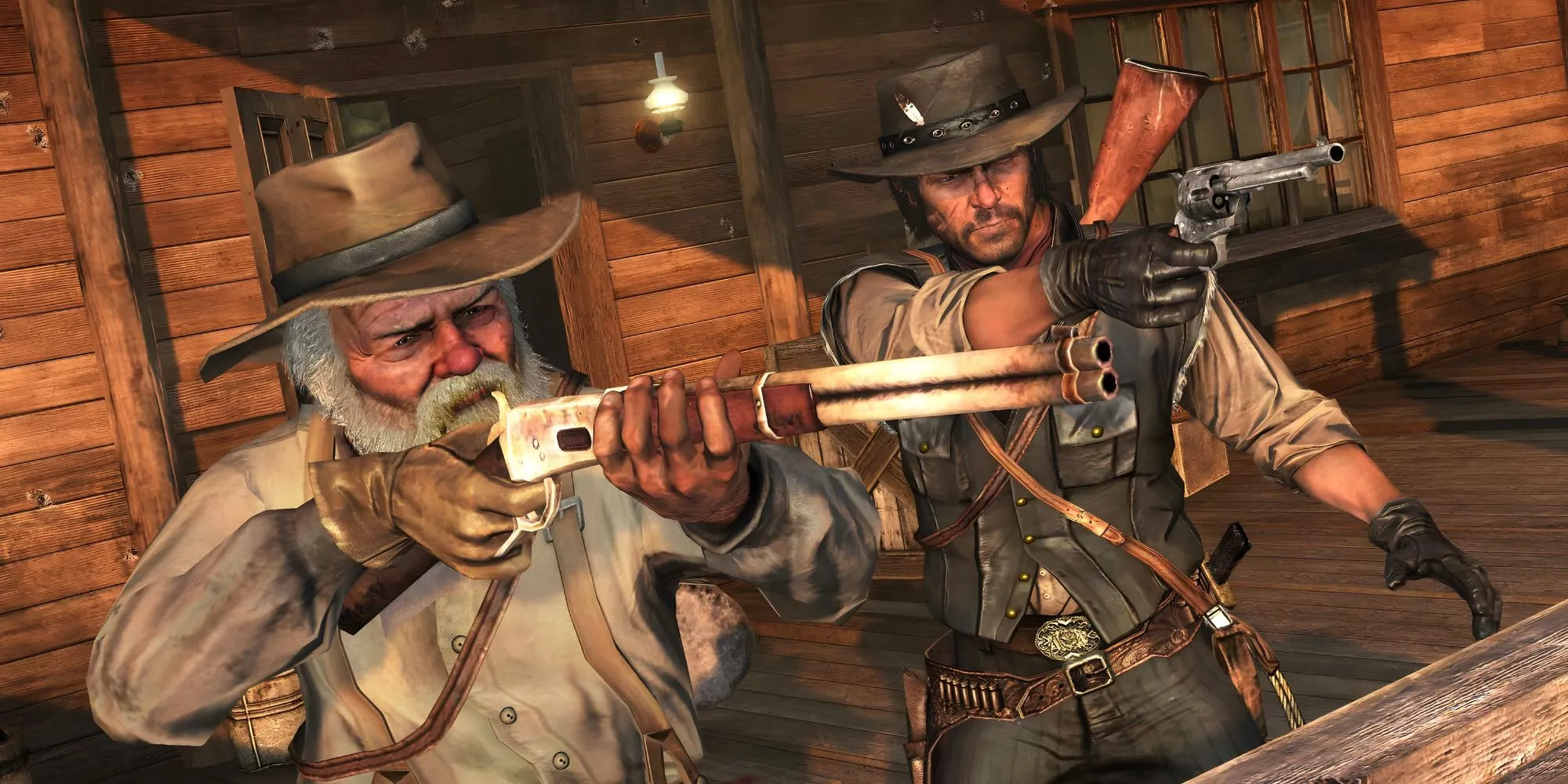 Uncle và John Marston tại trang trại ở cuối Red Dead Redemption