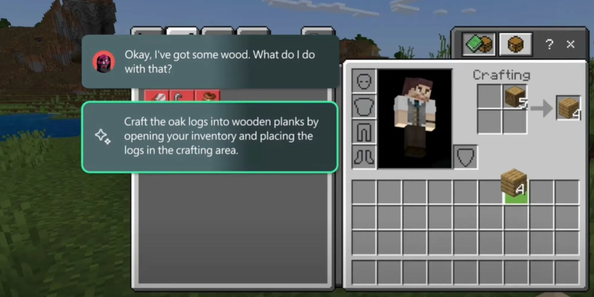 Ví dụ về Microsoft Copilot tích hợp trong Minecraft, cho thấy xu hướng ứng dụng AI hỗ trợ trong ngành game.