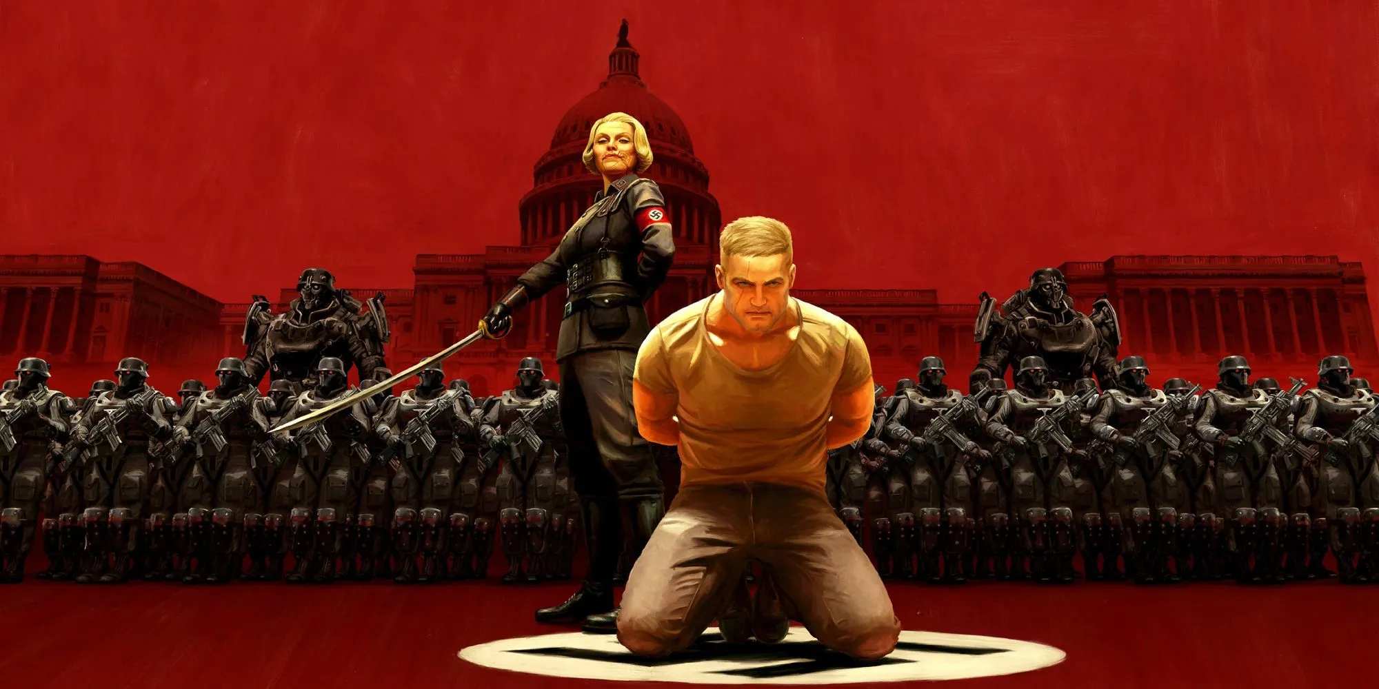 William &quot;B.J.&quot; Blazkowicz đối mặt với Frau Engel, một trong những kẻ thù không đội trời chung của anh, thể hiện sự gan góc và kiên cường của người lính.