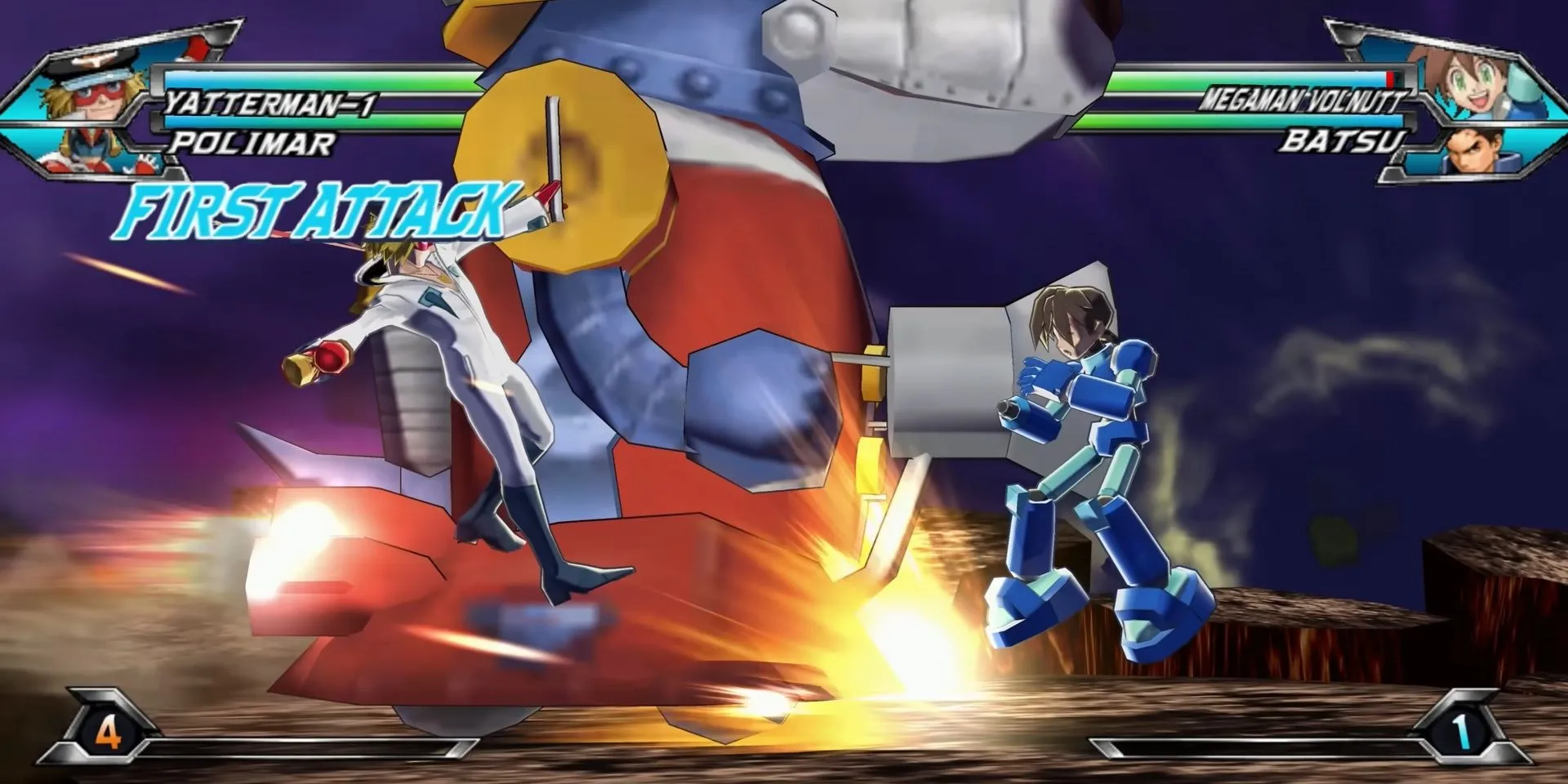 Yatterman-1 đối đầu Megaman Volnutt trong game đối kháng Tatsunoko vs Capcom