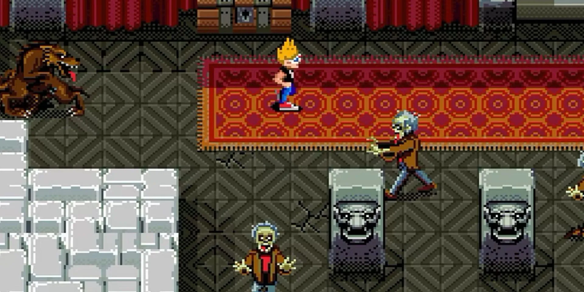 Zombies và người sói trong game Zombies Ate My Neighbors SNES