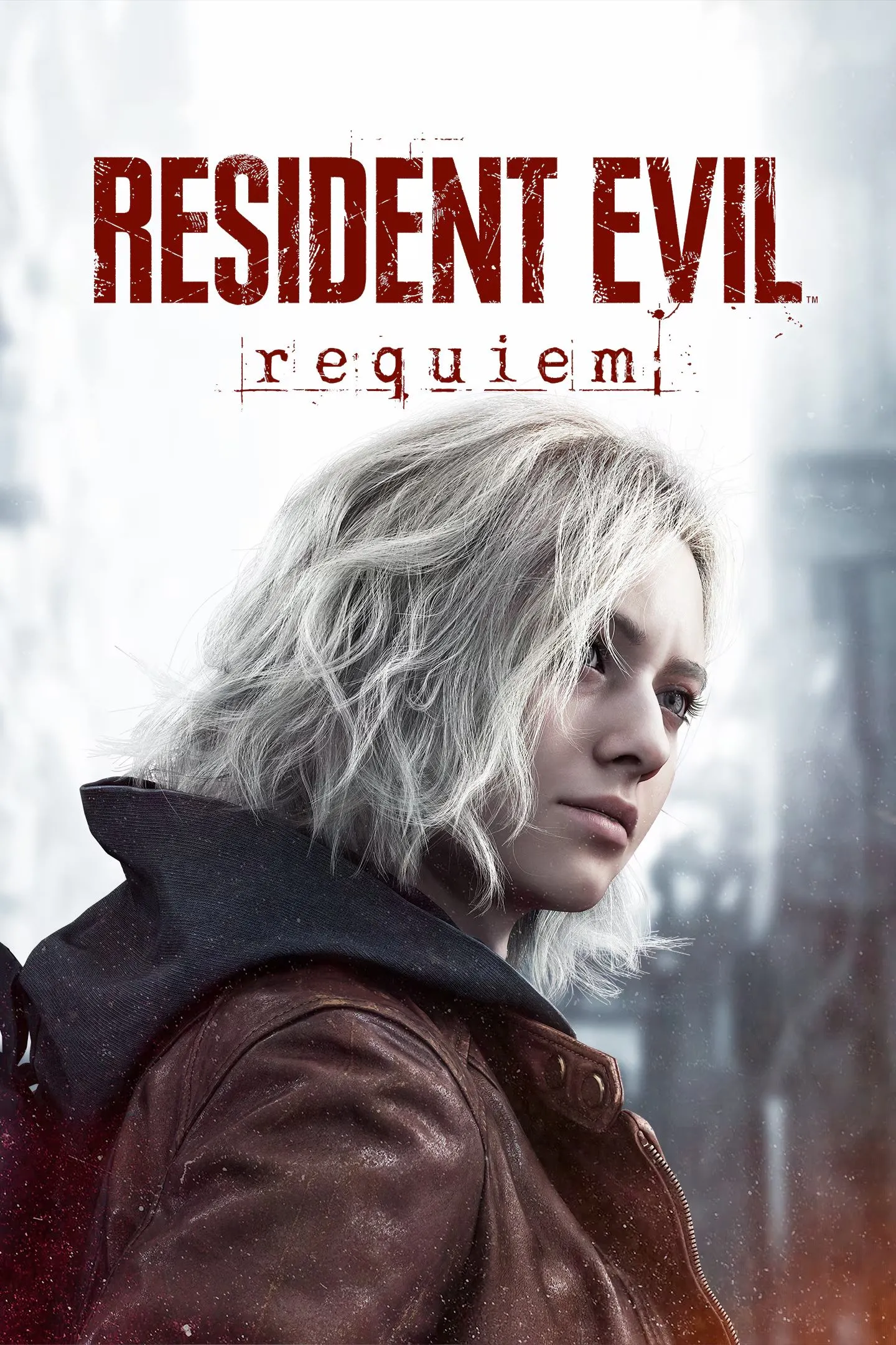 Một hình ảnh tông xanh u ám có chữ "Requiem" và logo Resident Evil.