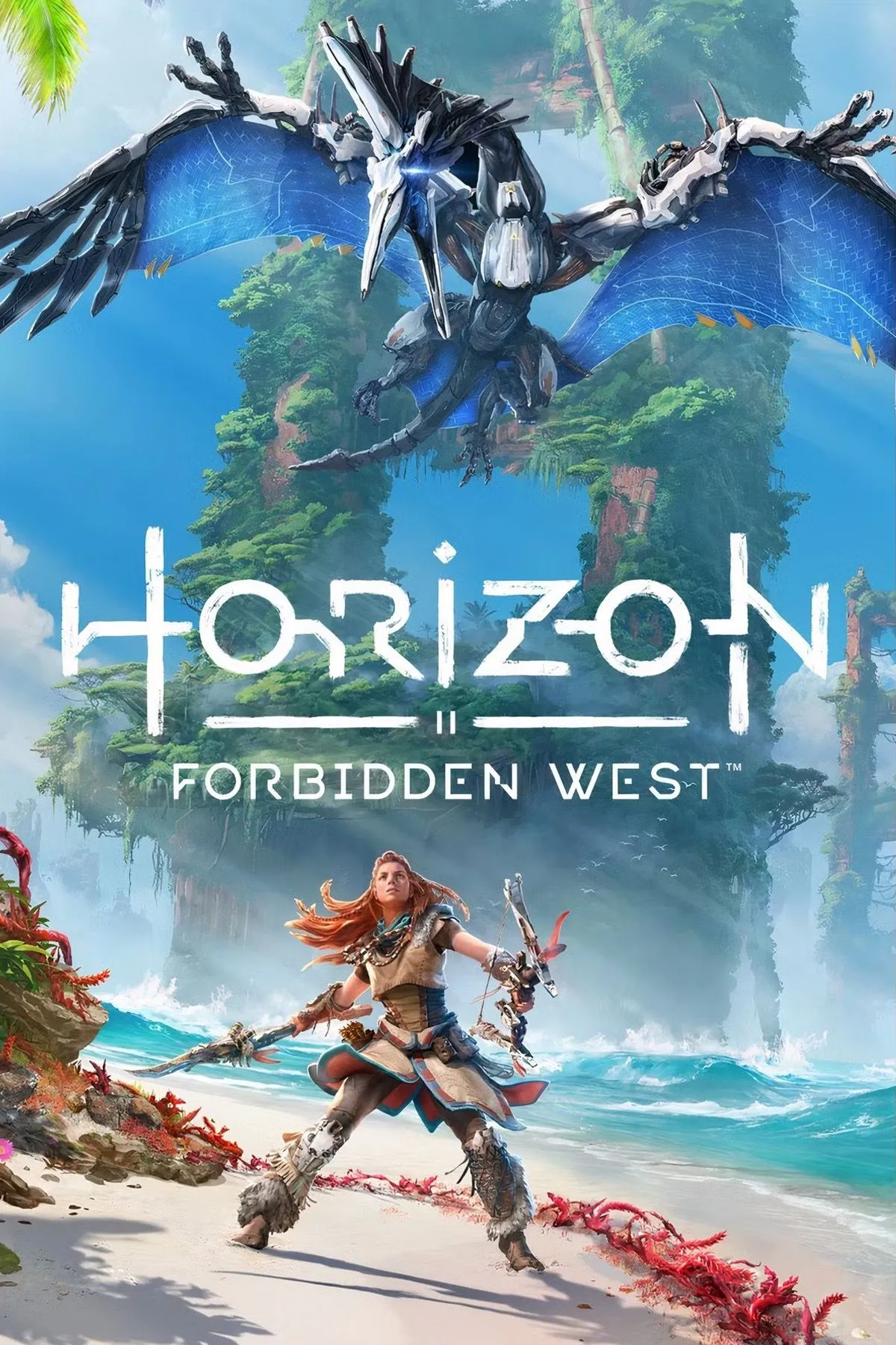 Aloy đứng giữa thế giới đổ nát với những cỗ máy khổng lồ trong Horizon Forbidden West