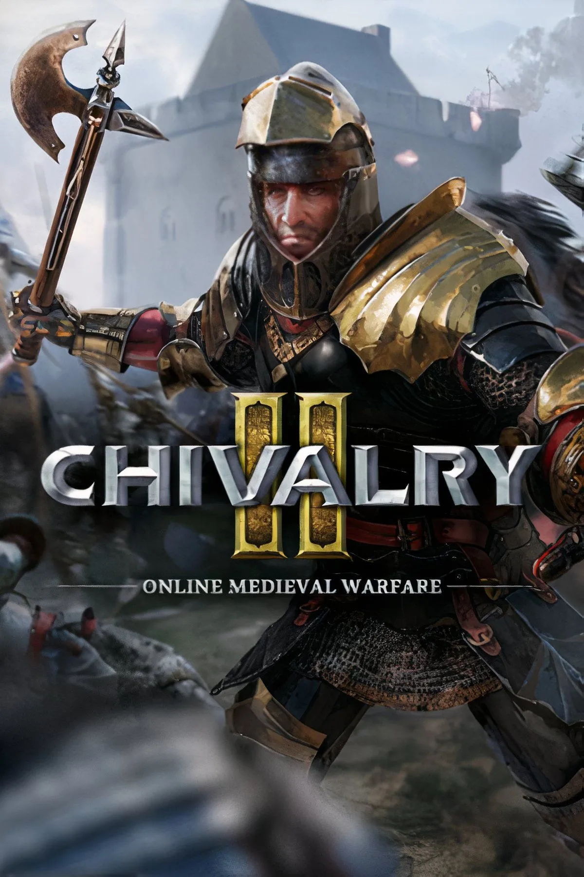 Ảnh bìa Chivalry 2 với hình ảnh các chiến binh thời trung cổ chiến đấu