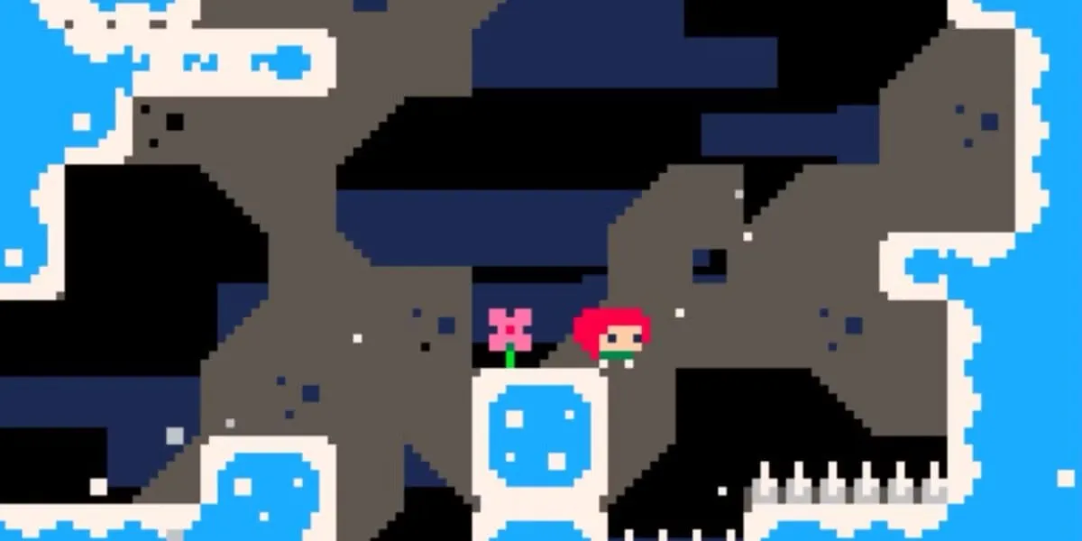 Ảnh chụp màn hình Celeste Classic trong Pico-8, màn chơi bí mật của game Celeste