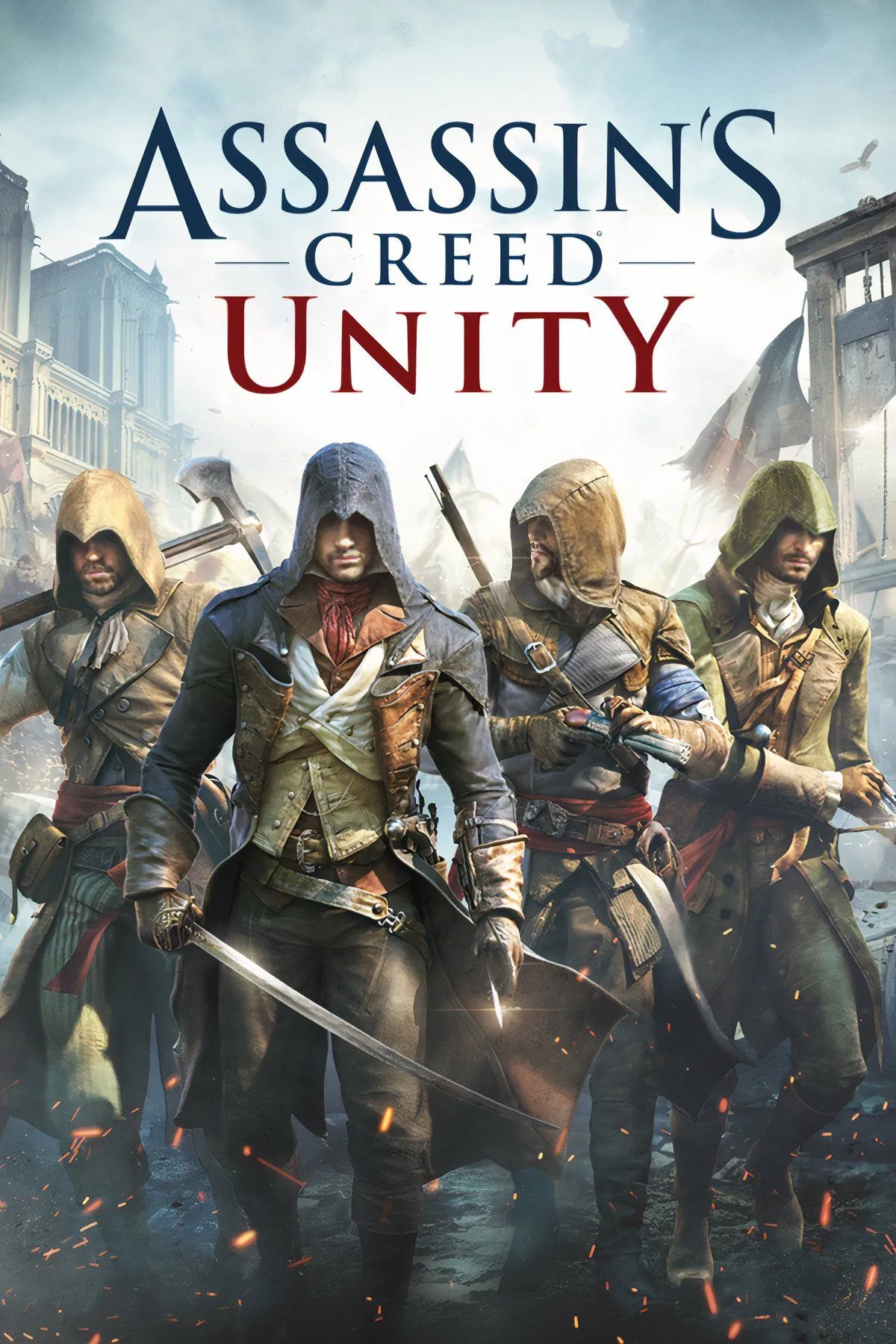 Arno Dorian đứng trên nóc nhà nhìn xuống thành phố Paris trong Assassin's Creed Unity