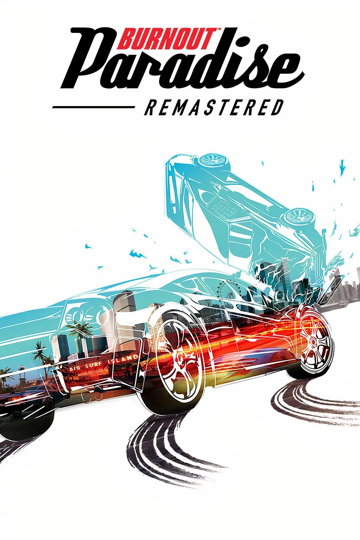 Bìa game Burnout Paradise, thể hiện không khí sôi động và những màn đua xe arcade đầy kịch tính trong Paradise City.