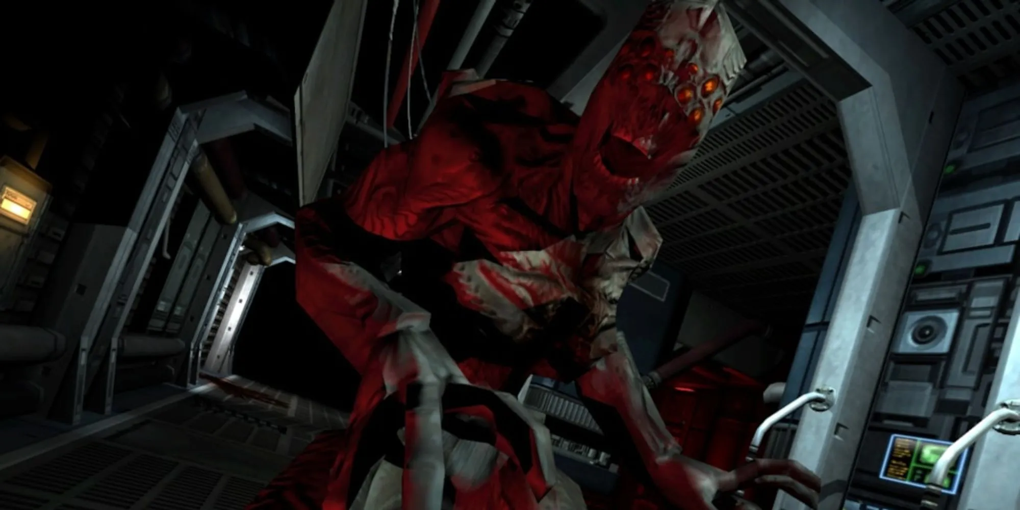 Cận cảnh một cảnh trong game Doom 3 với hiệu ứng ánh sáng đổ bóng