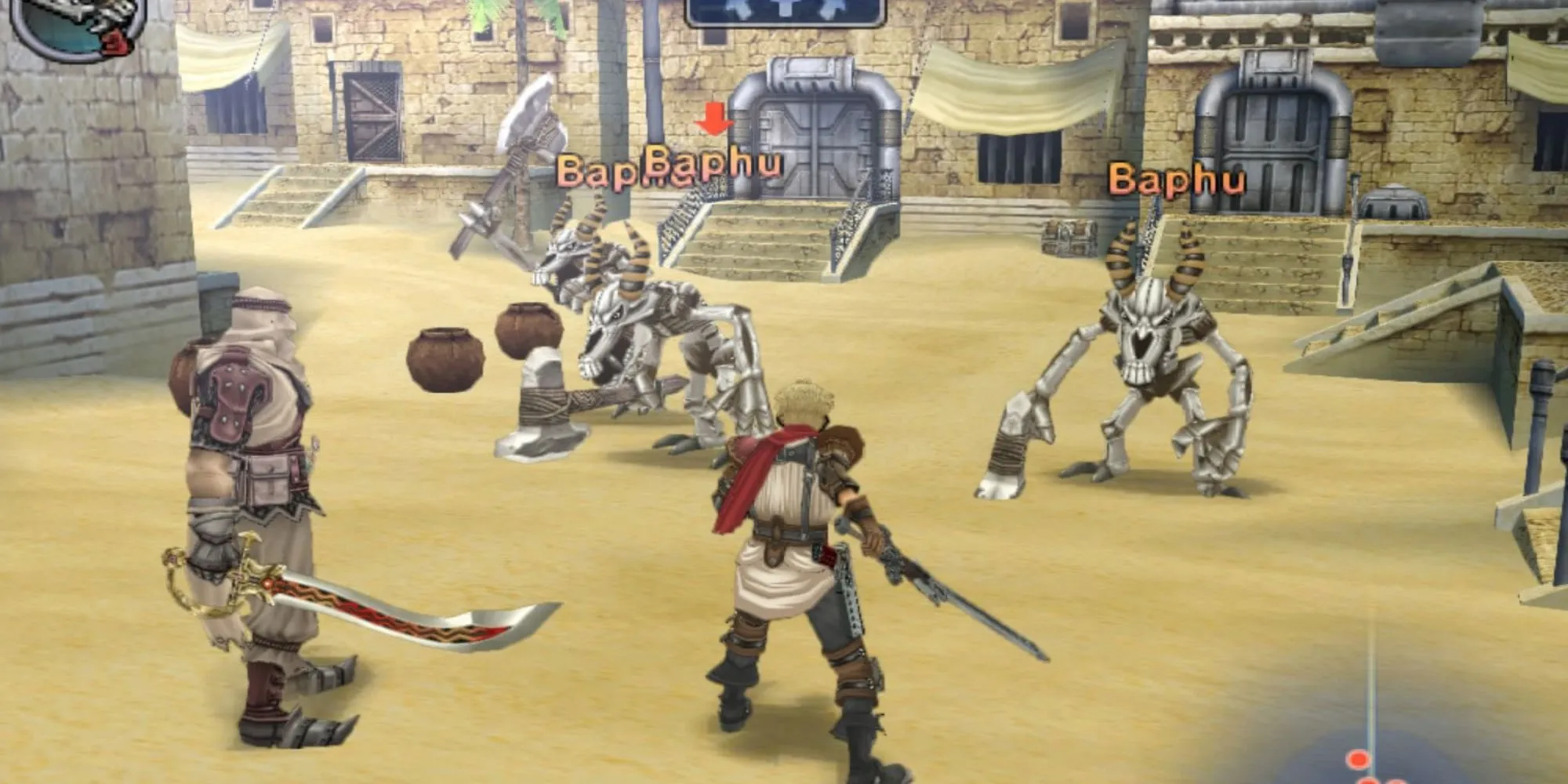 Cảnh chiến đấu trong game Rogue Galaxy, một JRPG hành động trên PS2