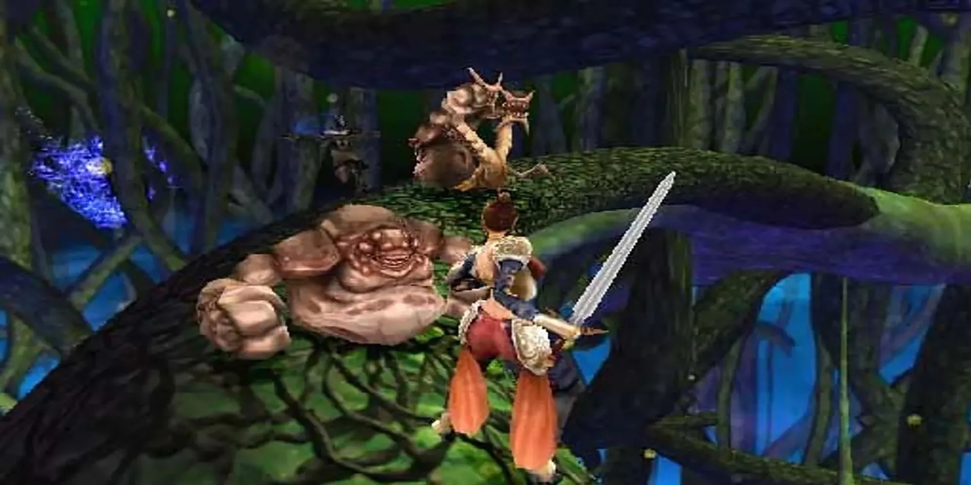 Cảnh chiến đấu trong game Summoner trên PS2 với góc nhìn thứ ba