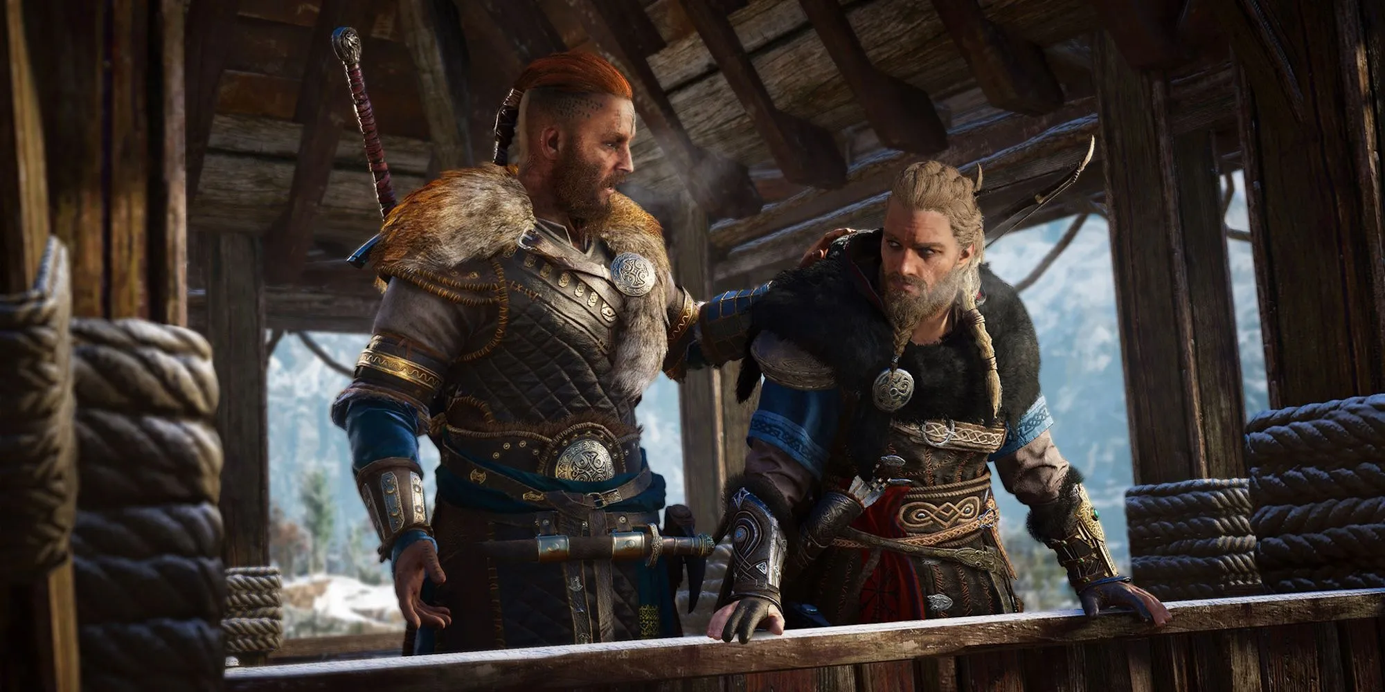 Chiến binh Viking Eivor chuẩn bị chiến đấu trong Assassin's Creed Valhalla.