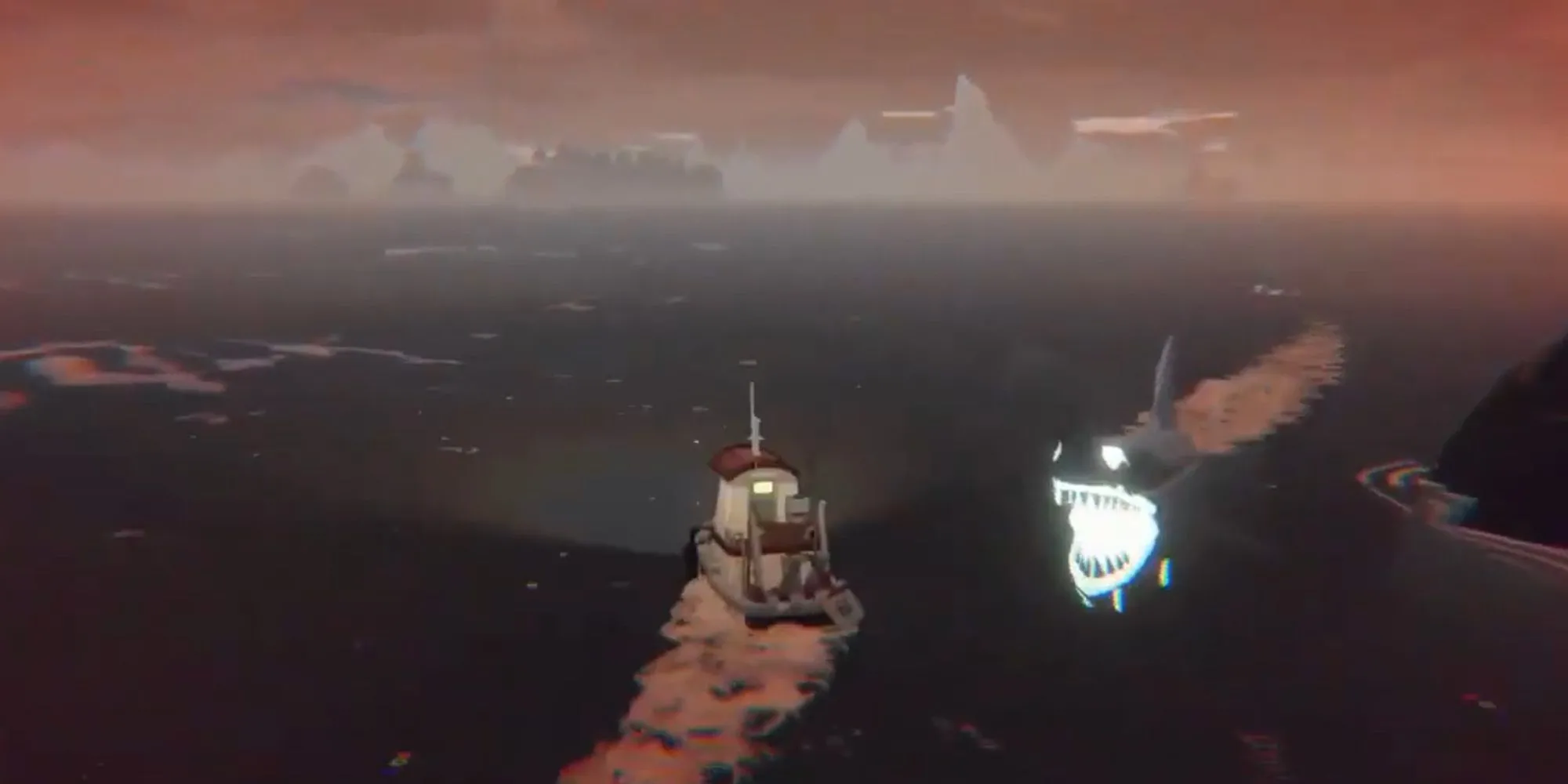 Con cá mập ma quái xuất hiện trong game câu cá kinh dị Dredge, ám chỉ yếu tố Lovecraftian và bí ẩn của đại dương