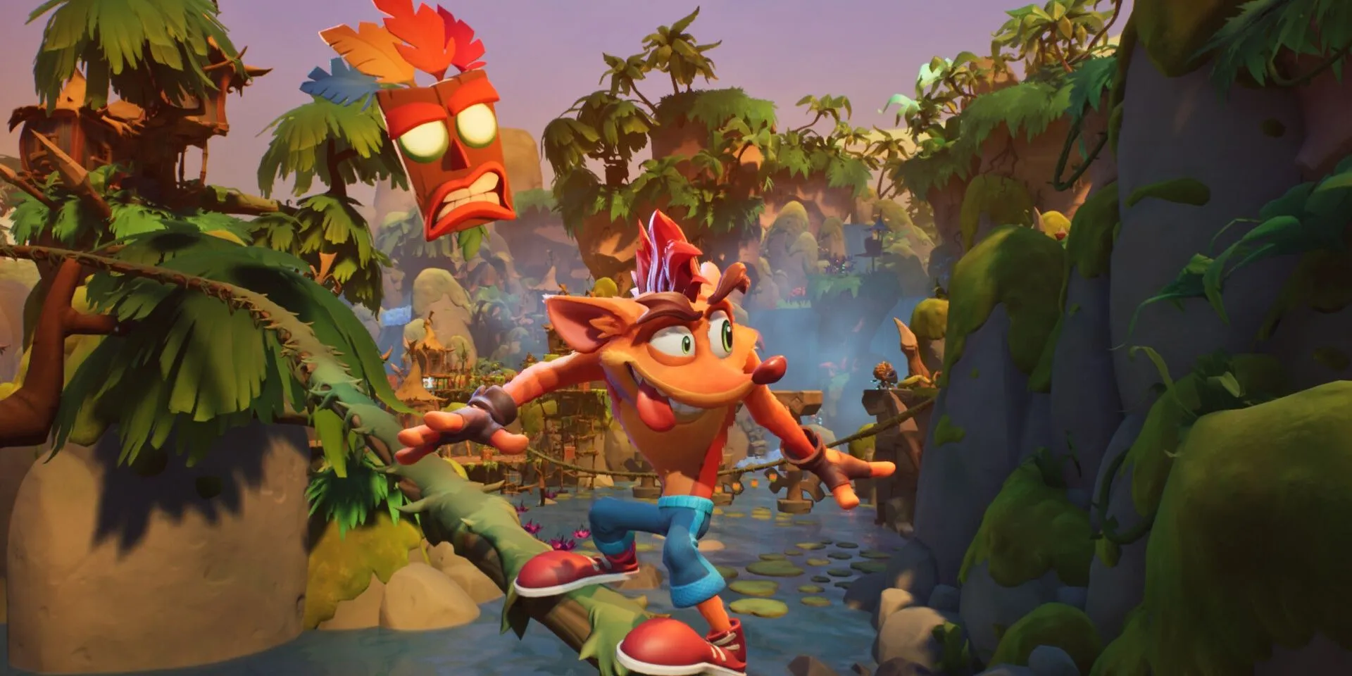 Crash Bandicoot trượt trên dây leo đầy thử thách trong Crash Bandicoot 4: It’s About Time