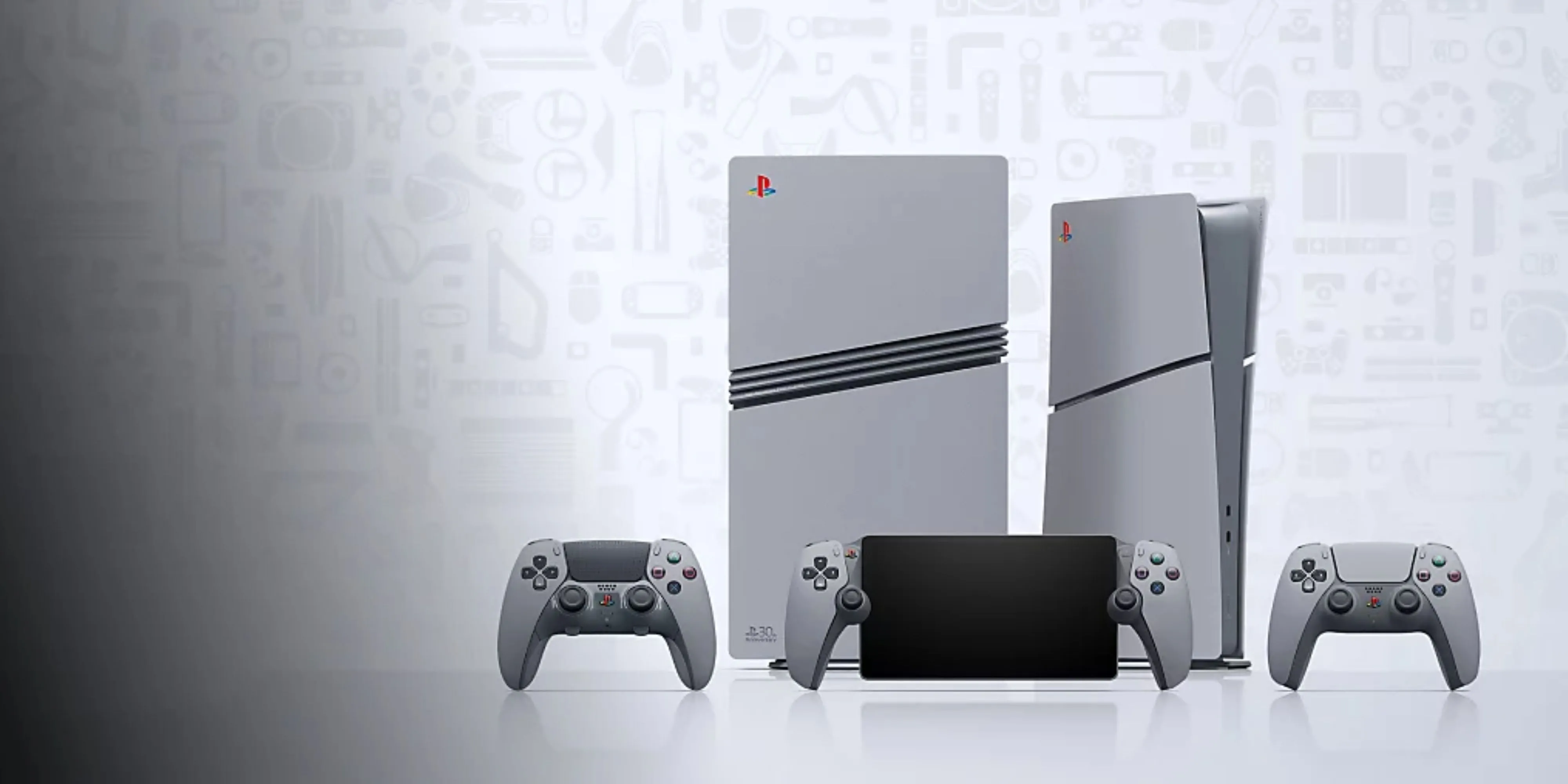 Dàn máy PS5 Pro phiên bản kỷ niệm 30 năm PlayStation cùng các phụ kiện tay cầm DualSense độc đáo