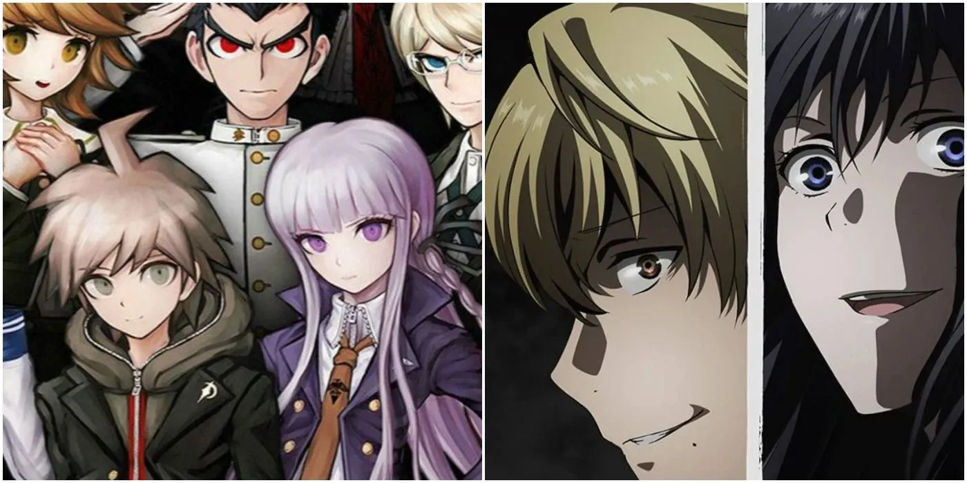 Dàn nhân vật anime Danganronpa và Makoto, Shiho từ Tomodachi Game minh họa cho anime tâm lý