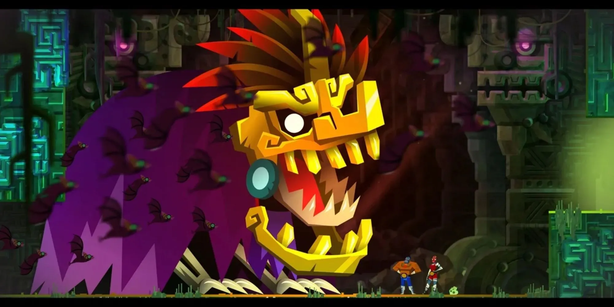 Đồ họa màu sắc và nhân vật Juan Aguacate trong game Metroidvania Guacamelee! 2