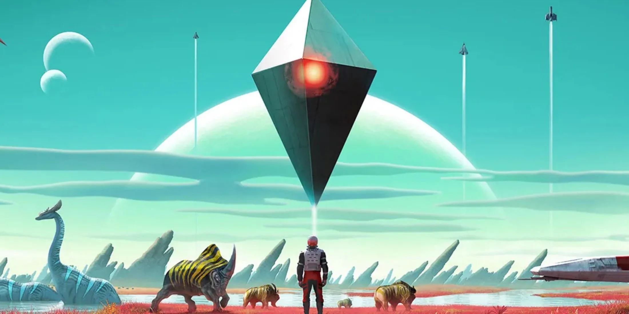Game thủ No Man's Sky khám phá hành tinh rộng lớn với tàu vũ trụ và sinh vật ngoài hành tinh