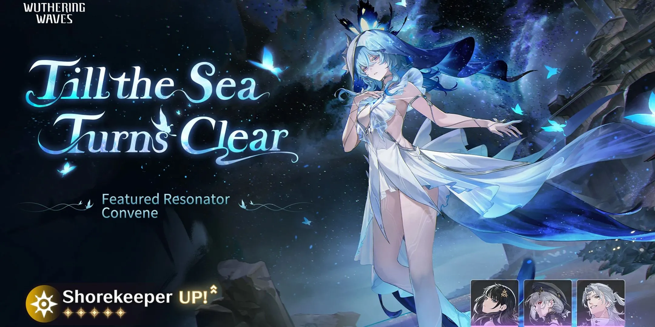 Hình ảnh banner của The Shorekeeper và vũ khí độc quyền Stellar Symphony trong Wuthering Waves phiên bản 2.2 Giai đoạn 2