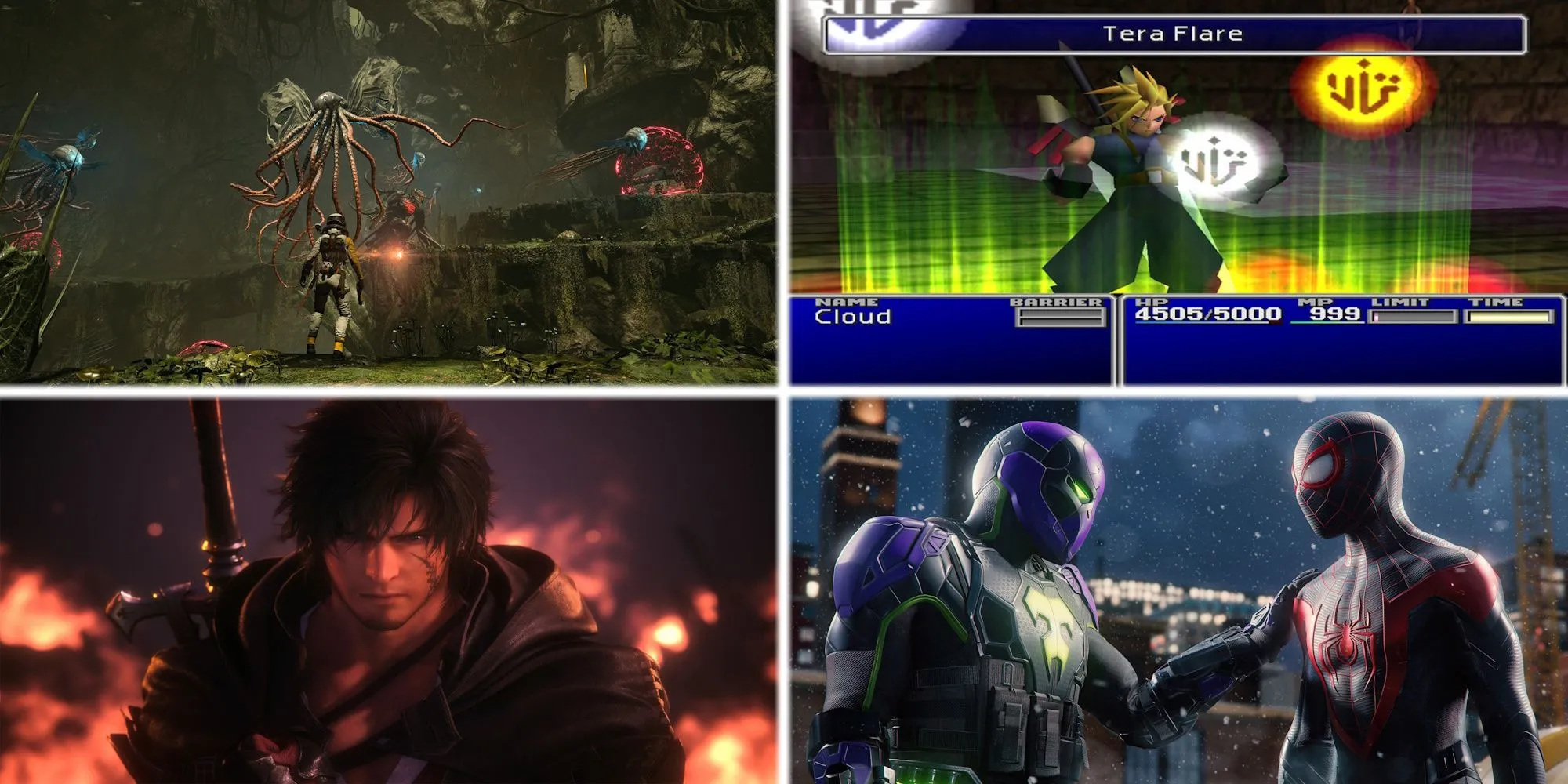 Hình ảnh mô tả các tựa game PlayStation nổi bật trên Steam như Returnal, FFVII, FFXVI, Miles Morales.
